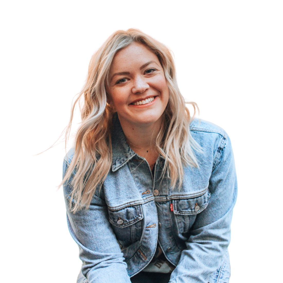 young adult woman in jean jacket