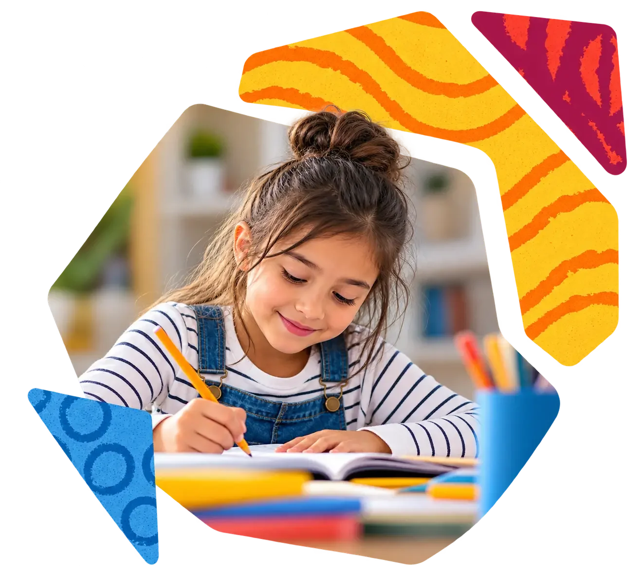 Child organizing schoolwork
