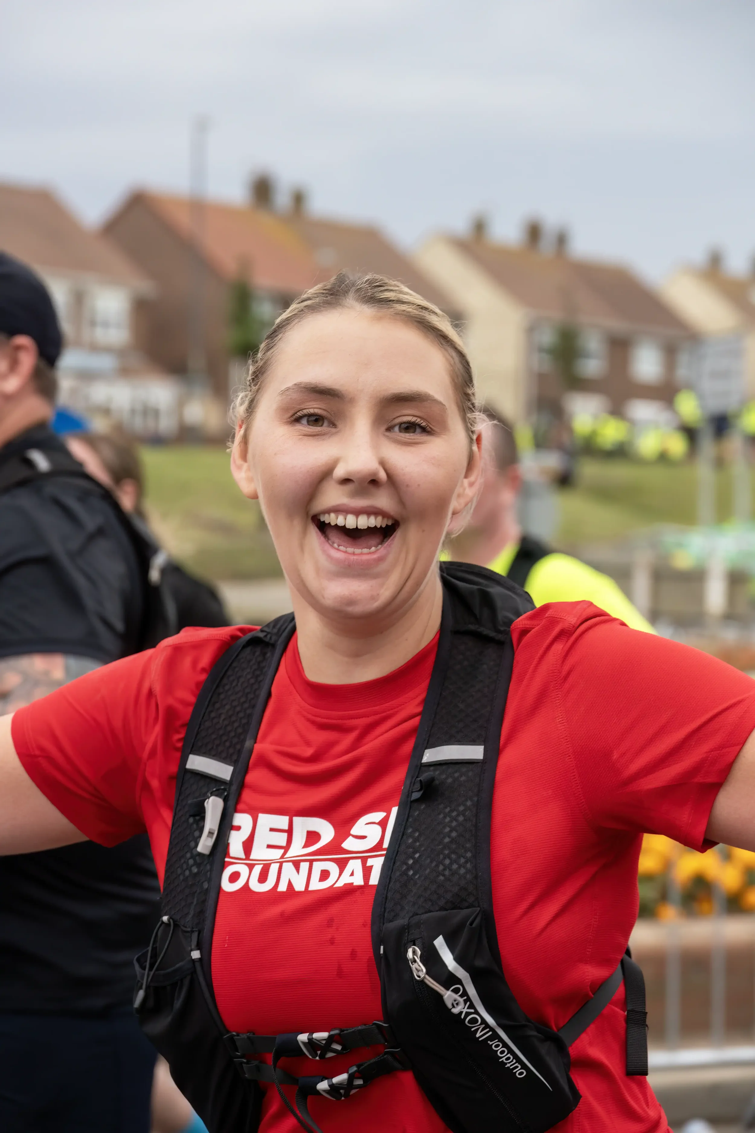 Photograph of one of the Red Sky charity runners at the Great North Run