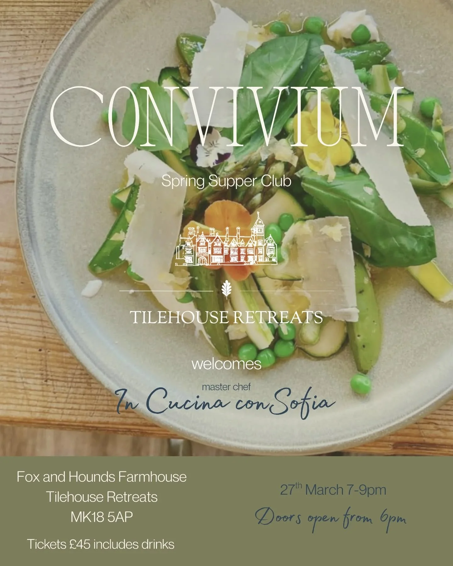 🌿Join us for a magical Spring Supper Club Convivium🌿

Immerse yourself in the vibrant flavours of spring at our exclusive Supper Club Convivium at Fox and Hounds Farmhouse. Under the expert guidance of Sofia Gallo, embark on a culinary journey that