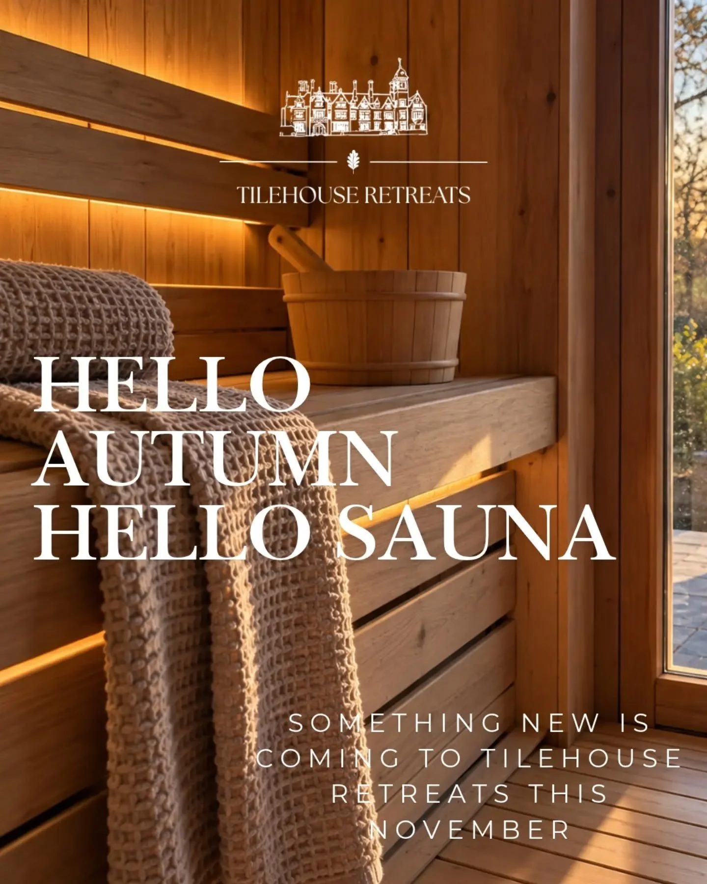 Hello autumn. Hello sauna. 🍂

As the seasons change, we&rsquo;re getting ready to open our beautiful new outdoor spa space at Tilehouse Retreats this November.

A place to slow down, breathe deeply and enjoy a little more time for yourself.

✨ Heate