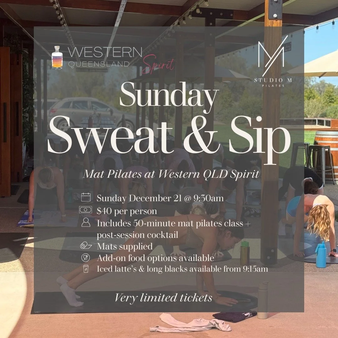 ✨ Sunday Sip &amp; Sweat &mdash; Christmas Edition! 🎄✨

We&rsquo;re wrapping up the year with one more mat Pilates morning at Western QLD Spirit &mdash; think a feel-good workout, summer drinks, and a chance to slow down before the holiday rush.

Yo