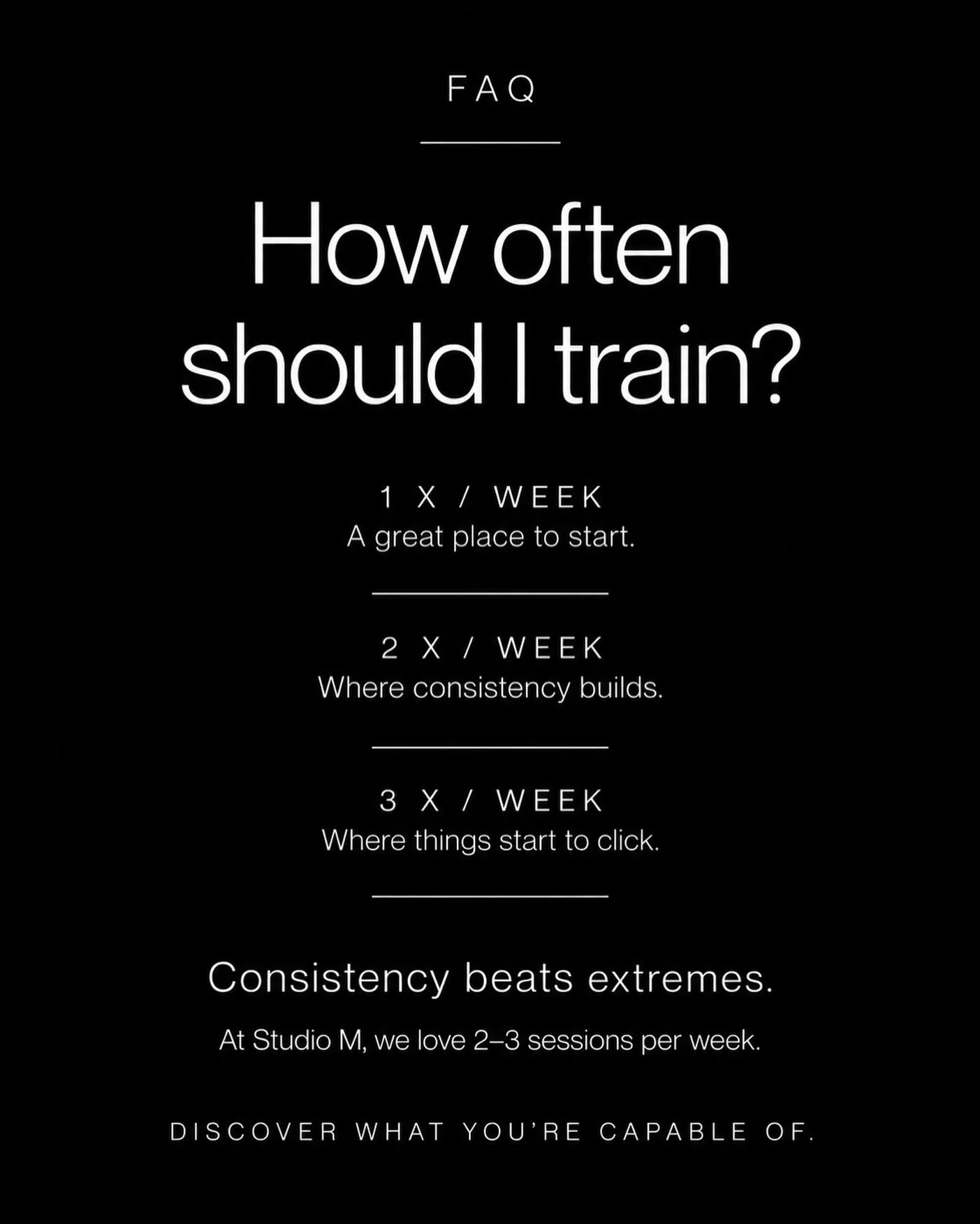 How often should you actually be doing Pilates?

There&rsquo;s no magic number, BUT, there is a big difference between moving occasionally and building real consistency.

1x a week &rarr; a great place to start
2x a week &rarr; enough frequency to bu