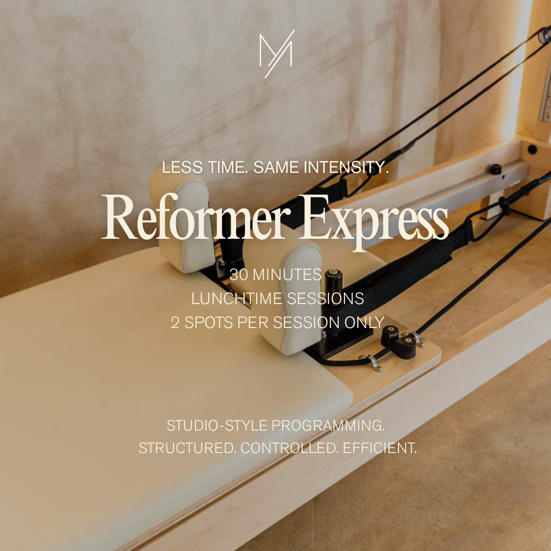 Roma's only 30 minute, reformer express classes.  Fit in a workout midday with our express style classes, suited for busy lives. 
