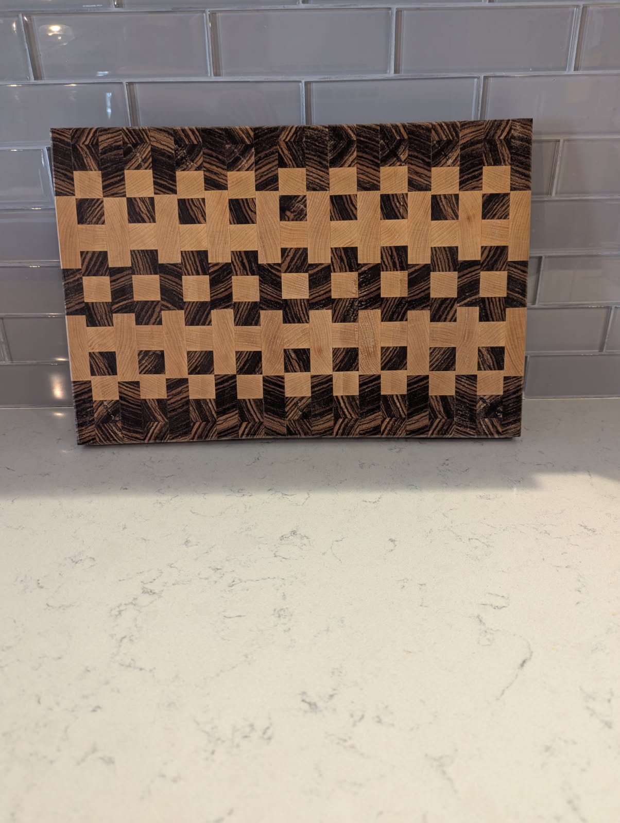 End Grain Zebrawood/Maple Cutting Board