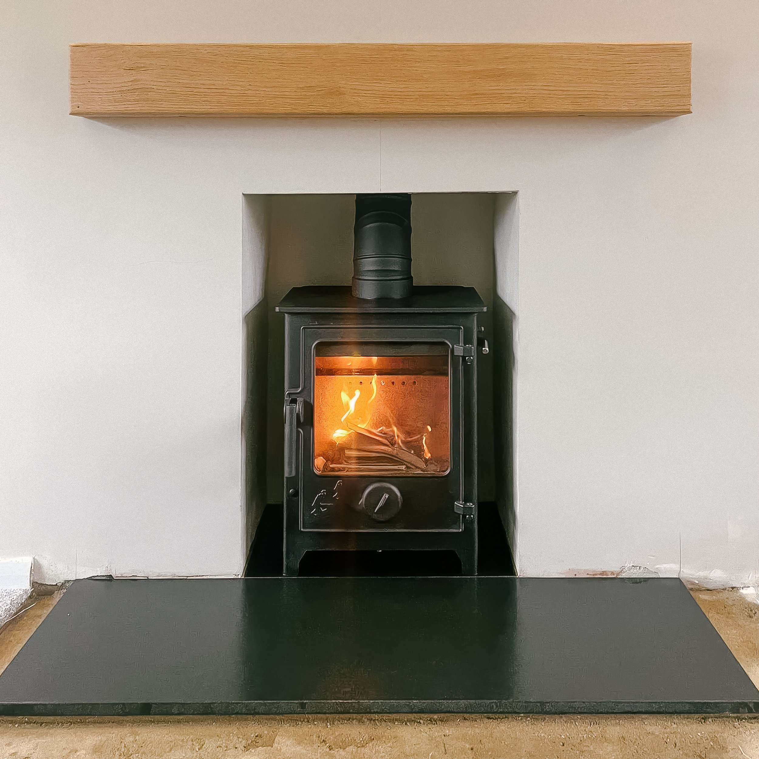 Deanforge Dartmoor 5 with Granite Hearth and Floating Oak Beam