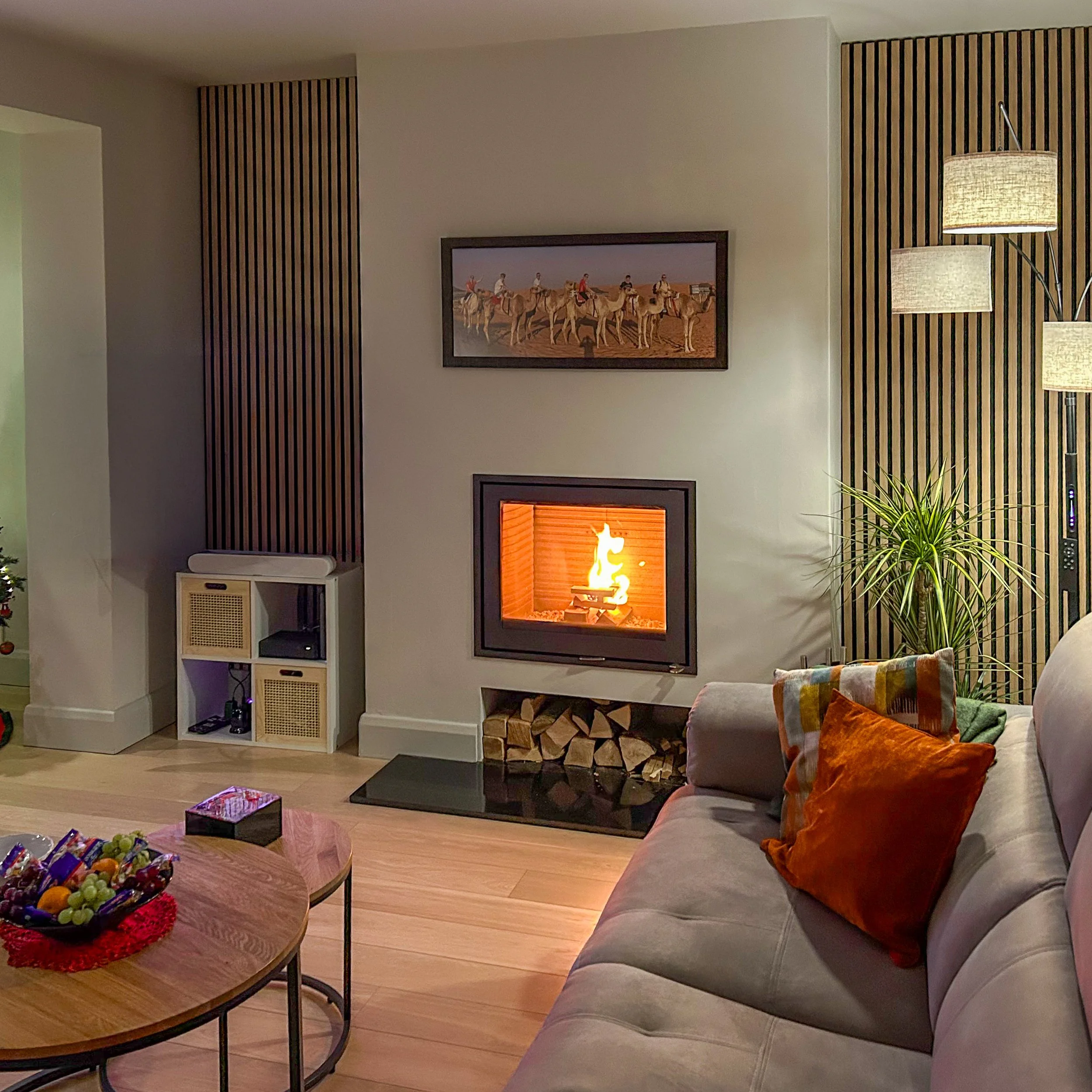 RAIS 600 Inset Stove with Logstore and Granite Hearth