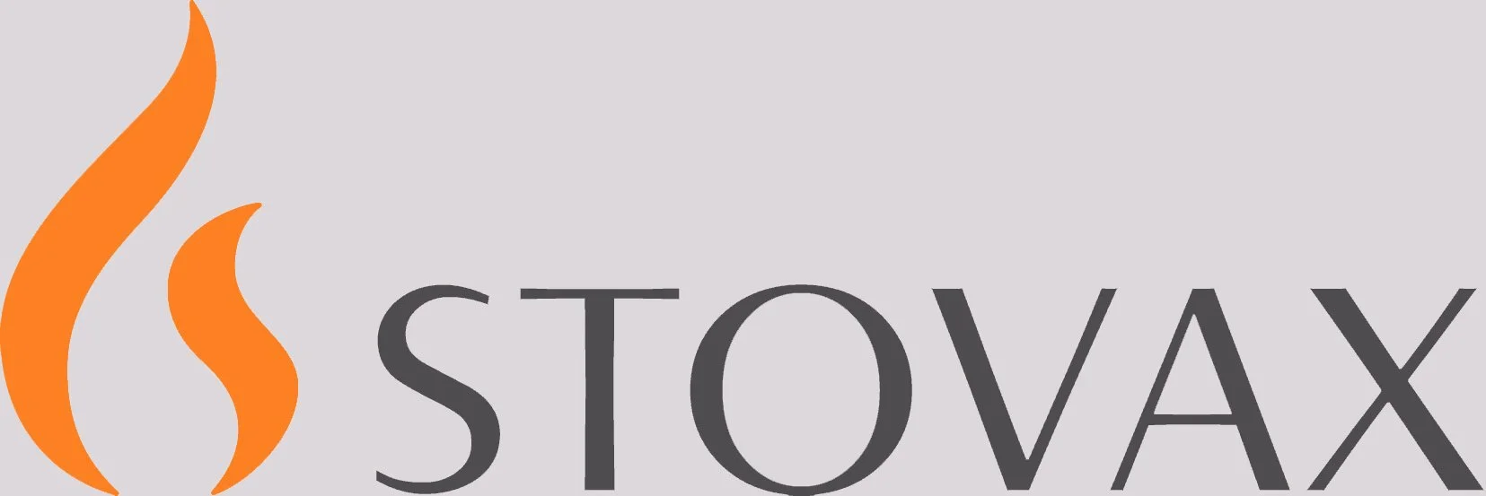 Stovax logo with orange flame symbol on a light gray background.