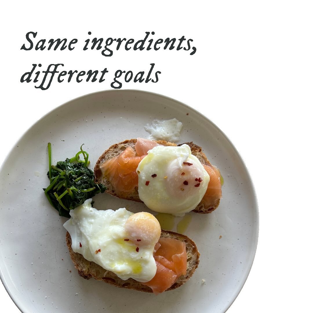 Same breakfast, different goals 🍳
Version 1: Perfect for fat loss or maintenance (40g salmon)
Version 2: Ideal for muscle building or higher energy needs (80g salmon)
The magic is in the adjustments: double the salmon, add an extra slice of bread, p
