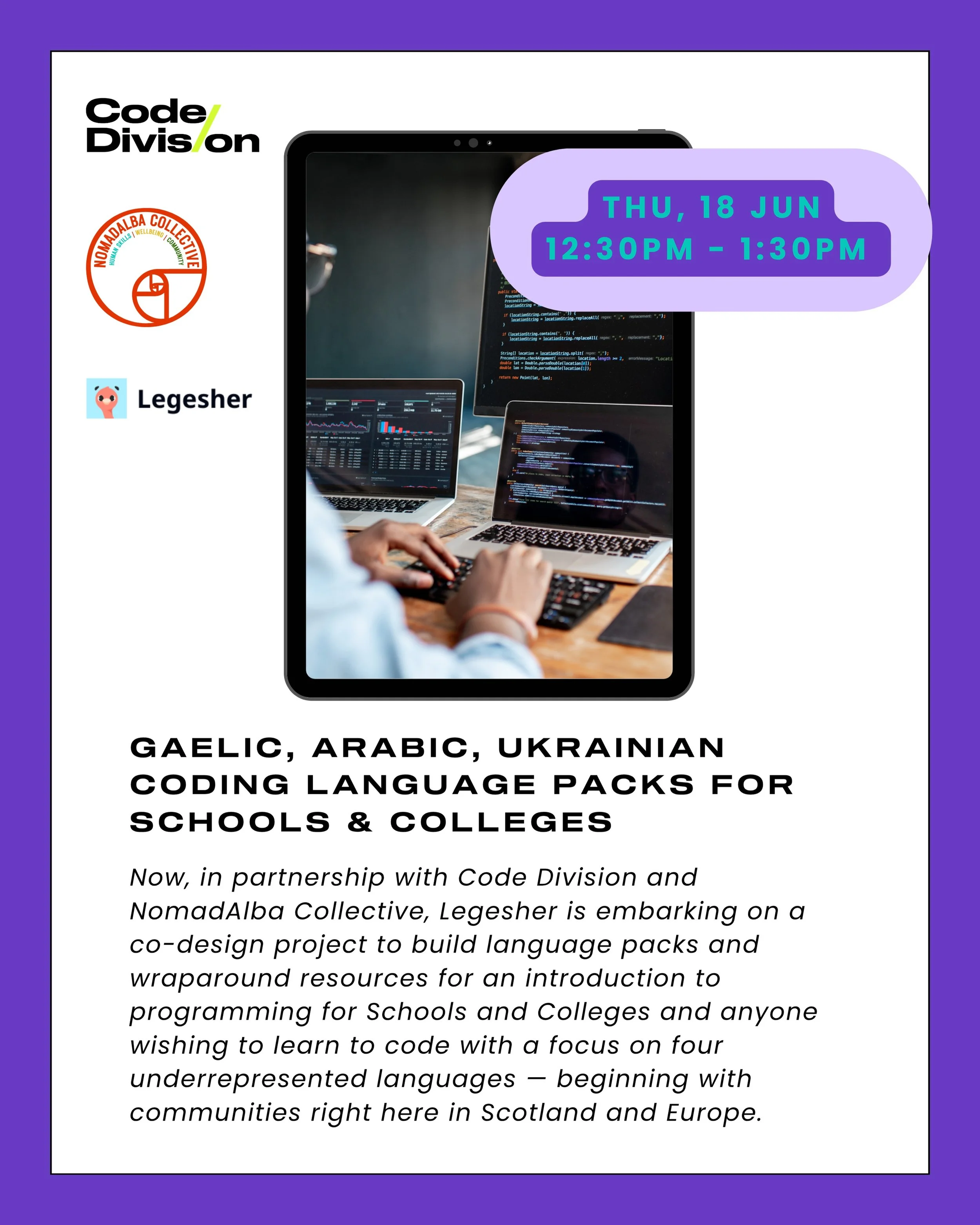 96% of the world doesn&rsquo;t think in English. Yet almost every programming course does. We&rsquo;re changing that. Madi&rsquo;s @legesher technology. Frank&rsquo;s accredited Python courses. Bianca&rsquo;s community-centred Montessori approach wit