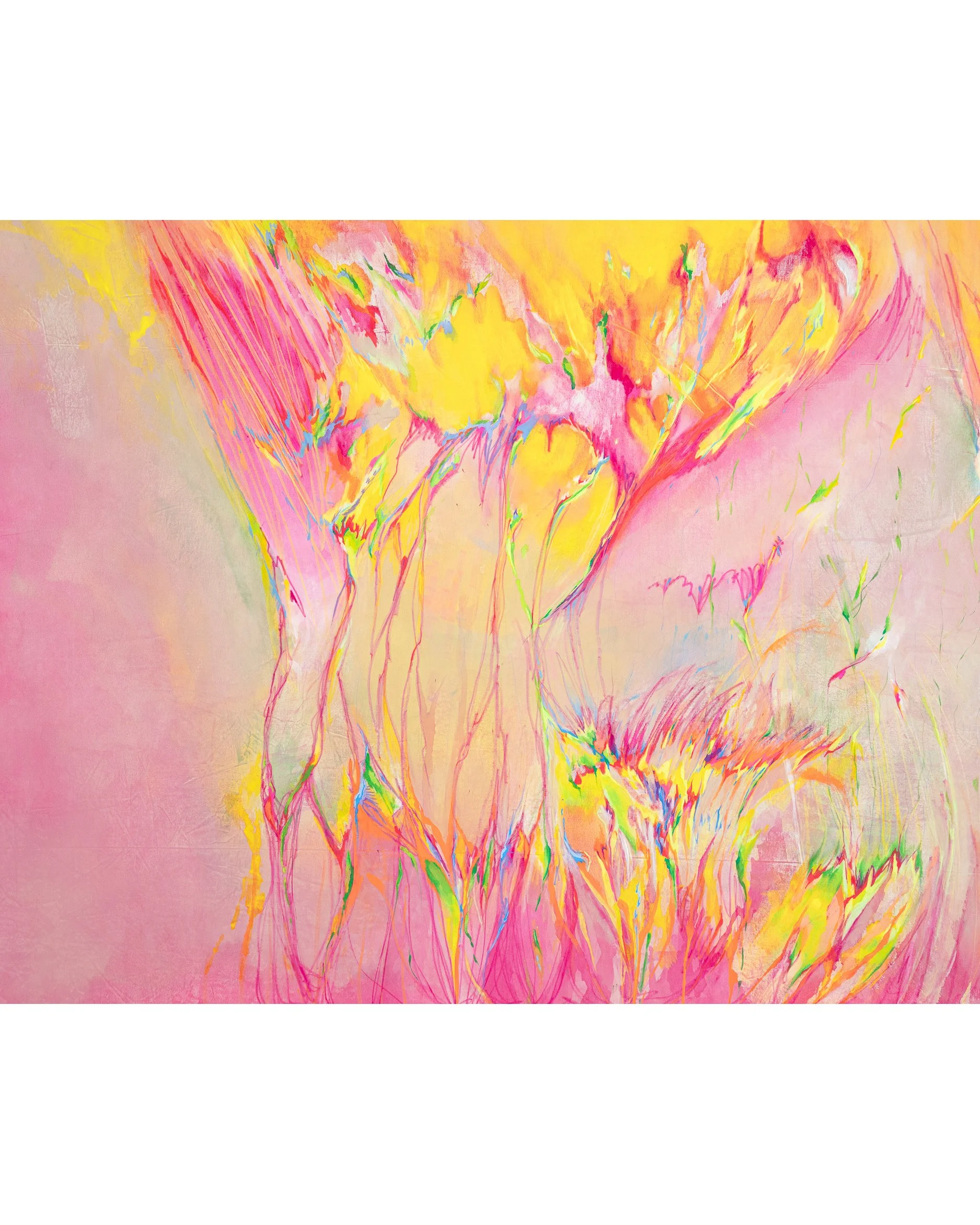 "No title", pigment wash, dye, pencils on canvas, 140 x160cm, 2024