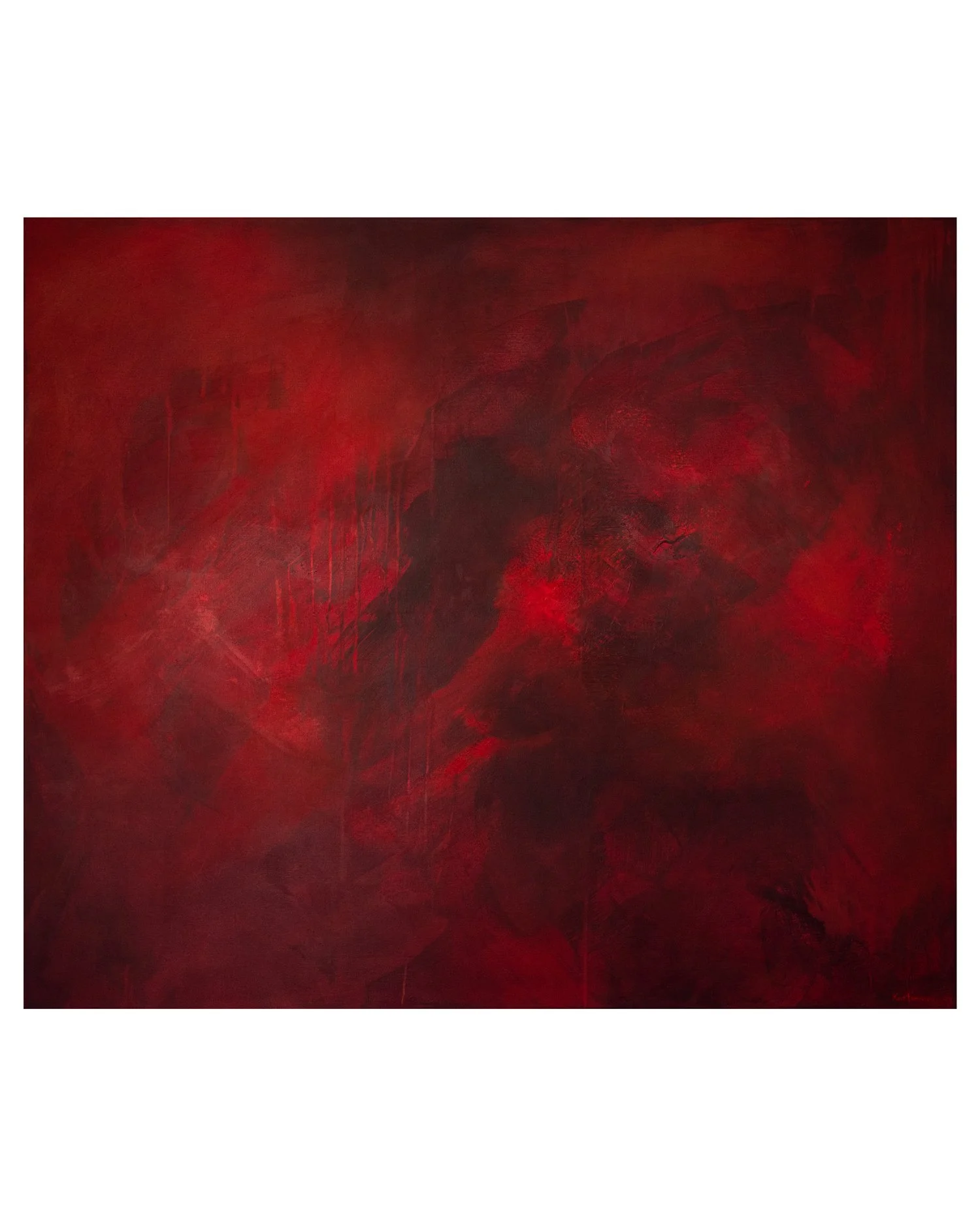 "Womb, acrylic, pigment on canvas, 120x140cm, 2021