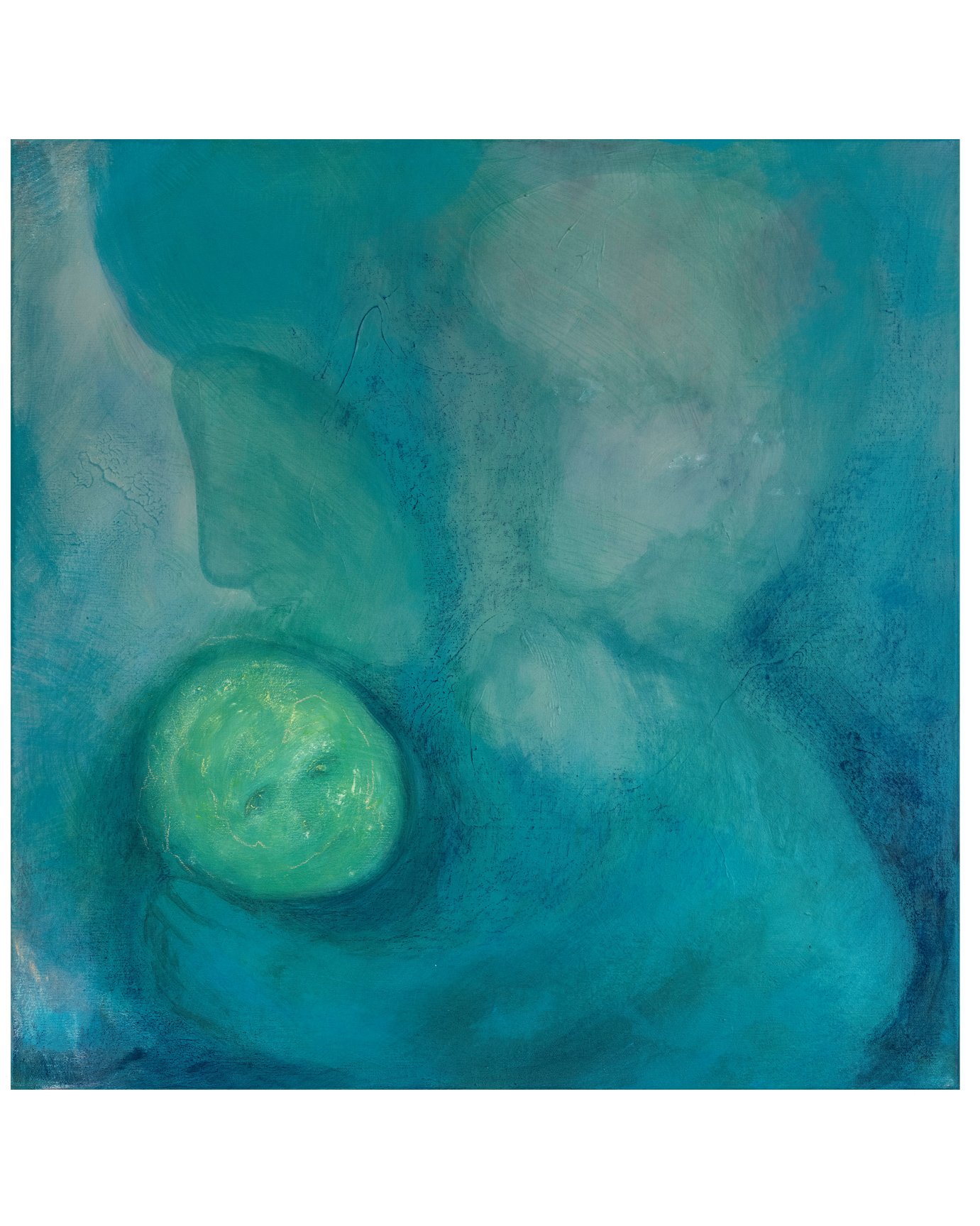 "Babymoon", 70cm x 70cm x 2cm, acryl, raw pigment, bee wax on canvas, 2022