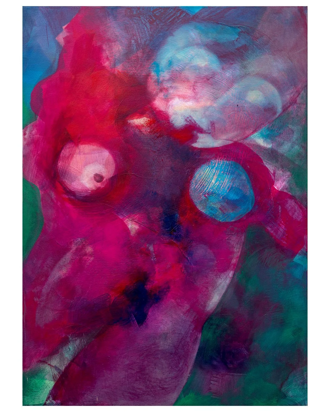 "Carnival of female form", 70cm x 100cm, acryl, raw pigment, bee wax on canvas, 2022