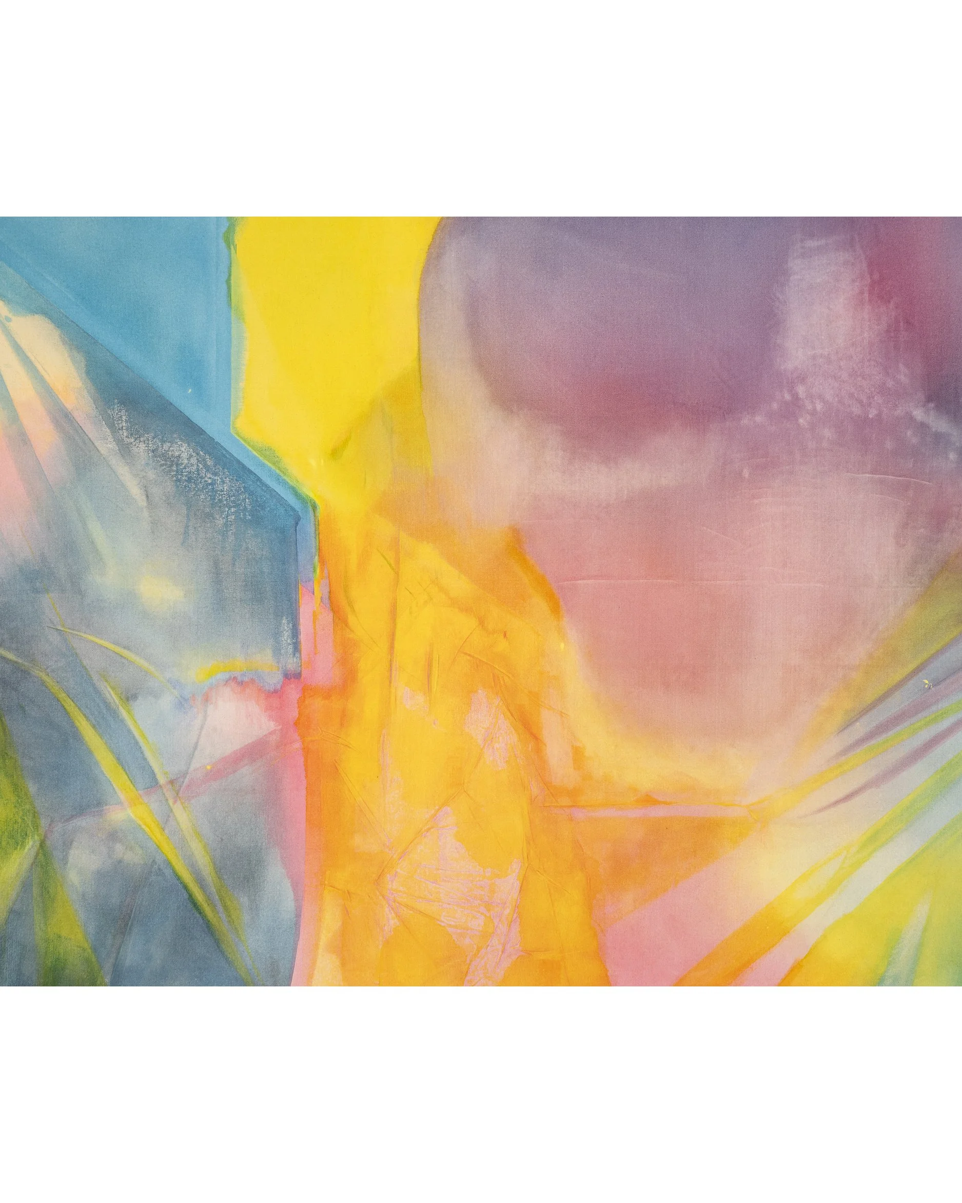 "Two world, raw pigment, dye on unprimed canvas, 200cm x 160cm, 2024