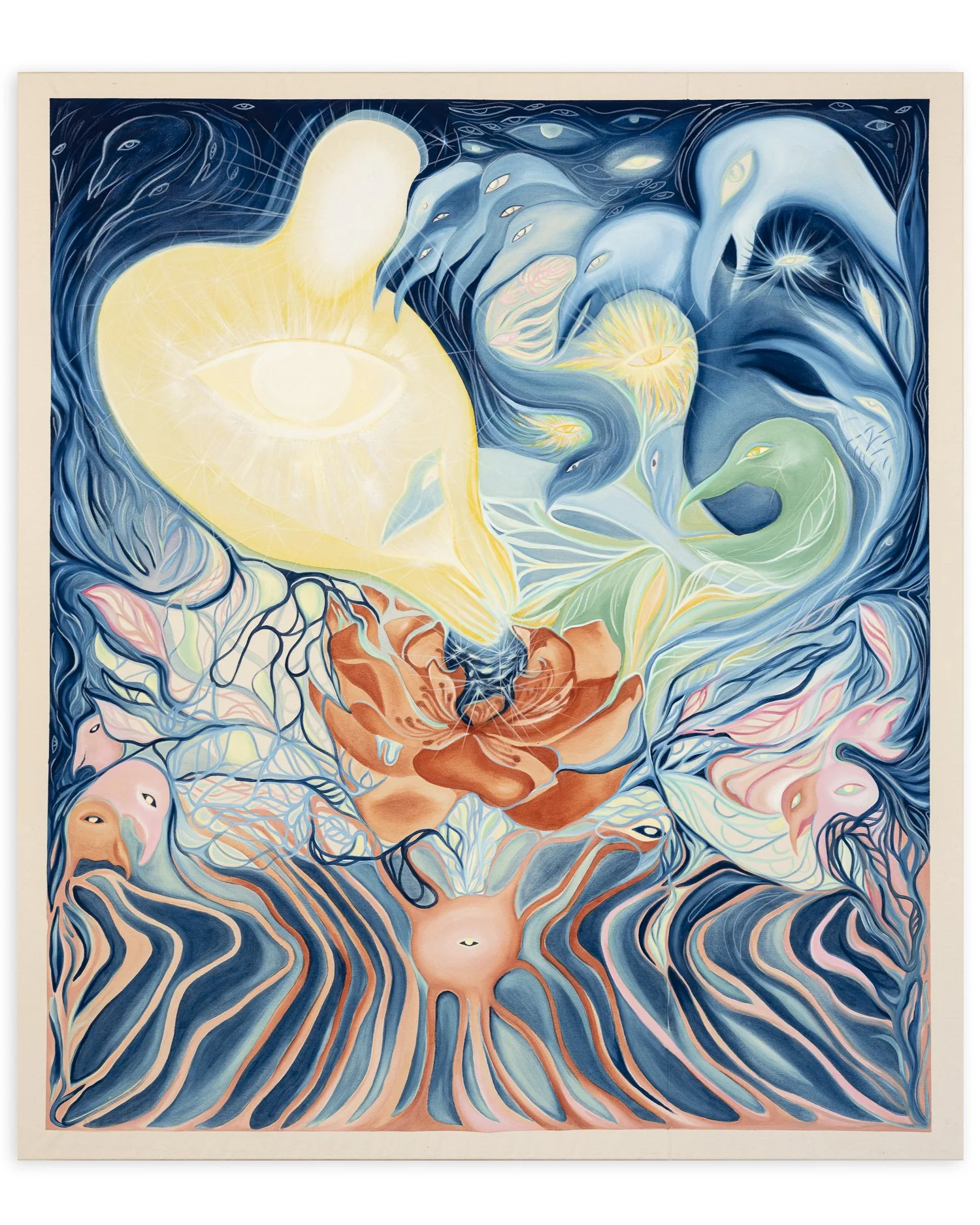 "Lighthouse", natural pigment, dry pastels on canvas, 130x150cm, 2025