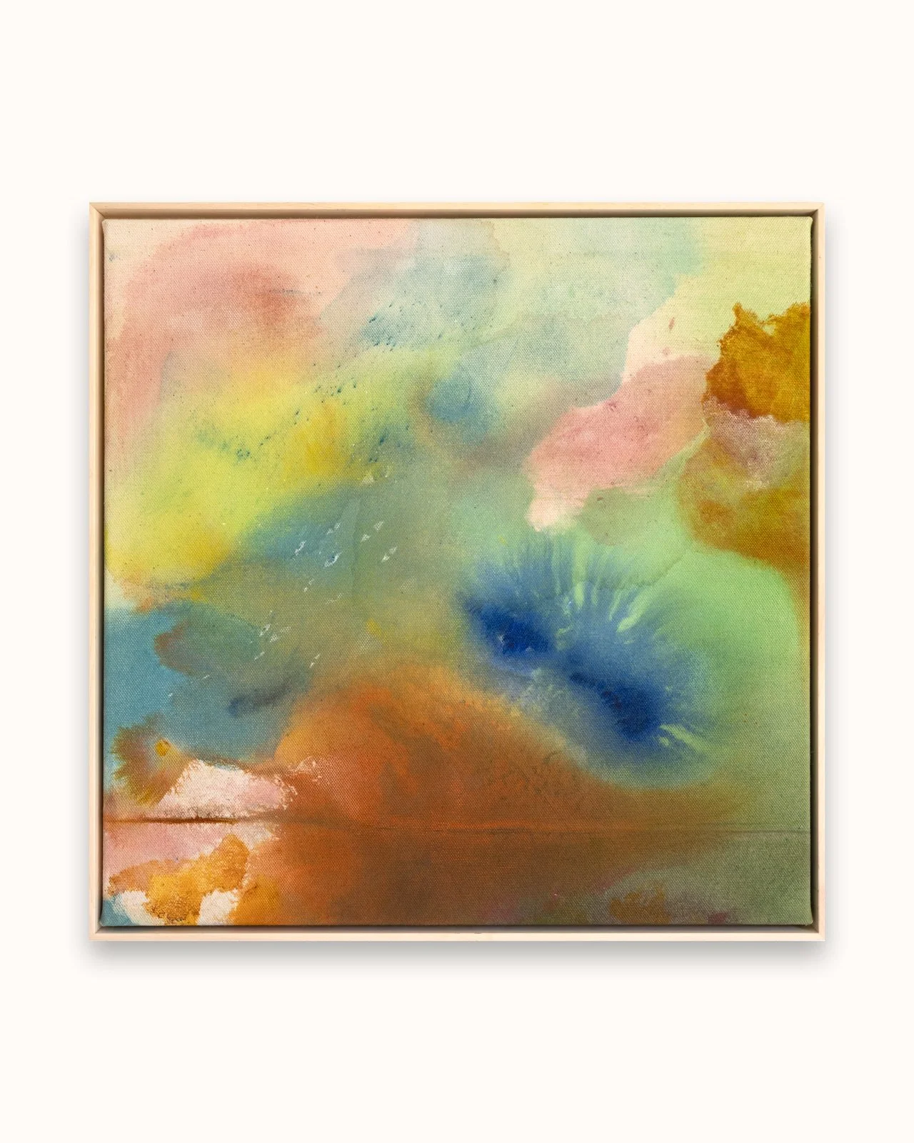 "Blue", raw pigment, ink, dye on unprimed canvas, 60cm x 60cm, 2023