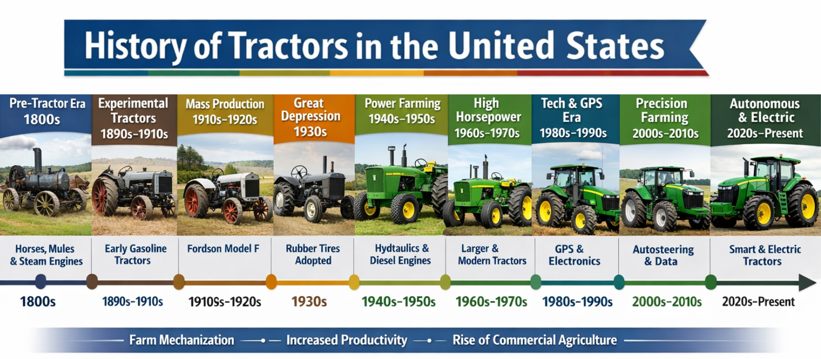 A Chronological Overview of the Development of Tractors in the United States