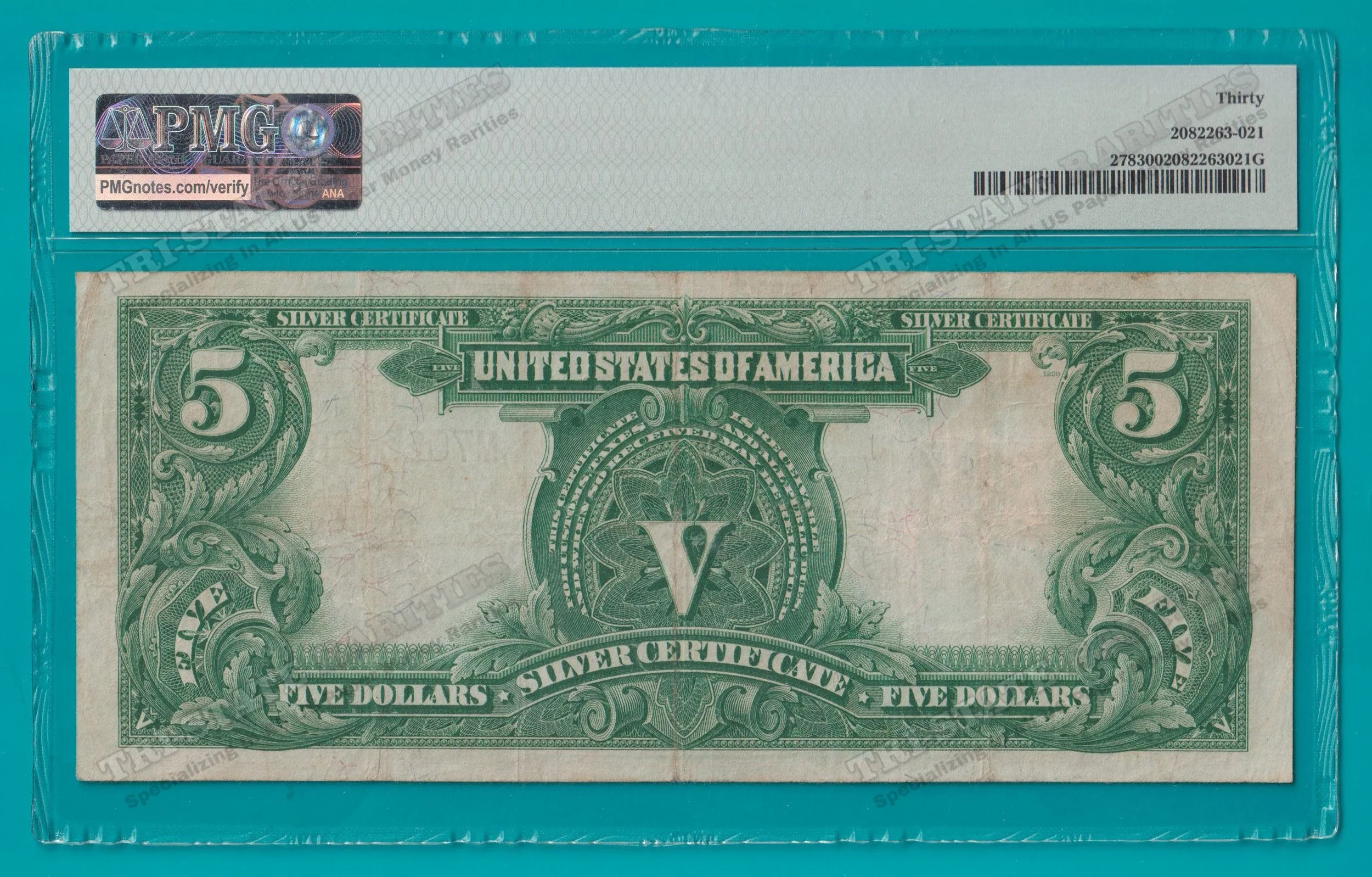 STK_ 33 - 1899 $5 Chief - PMG VF30 - BACK watermarked.jpg