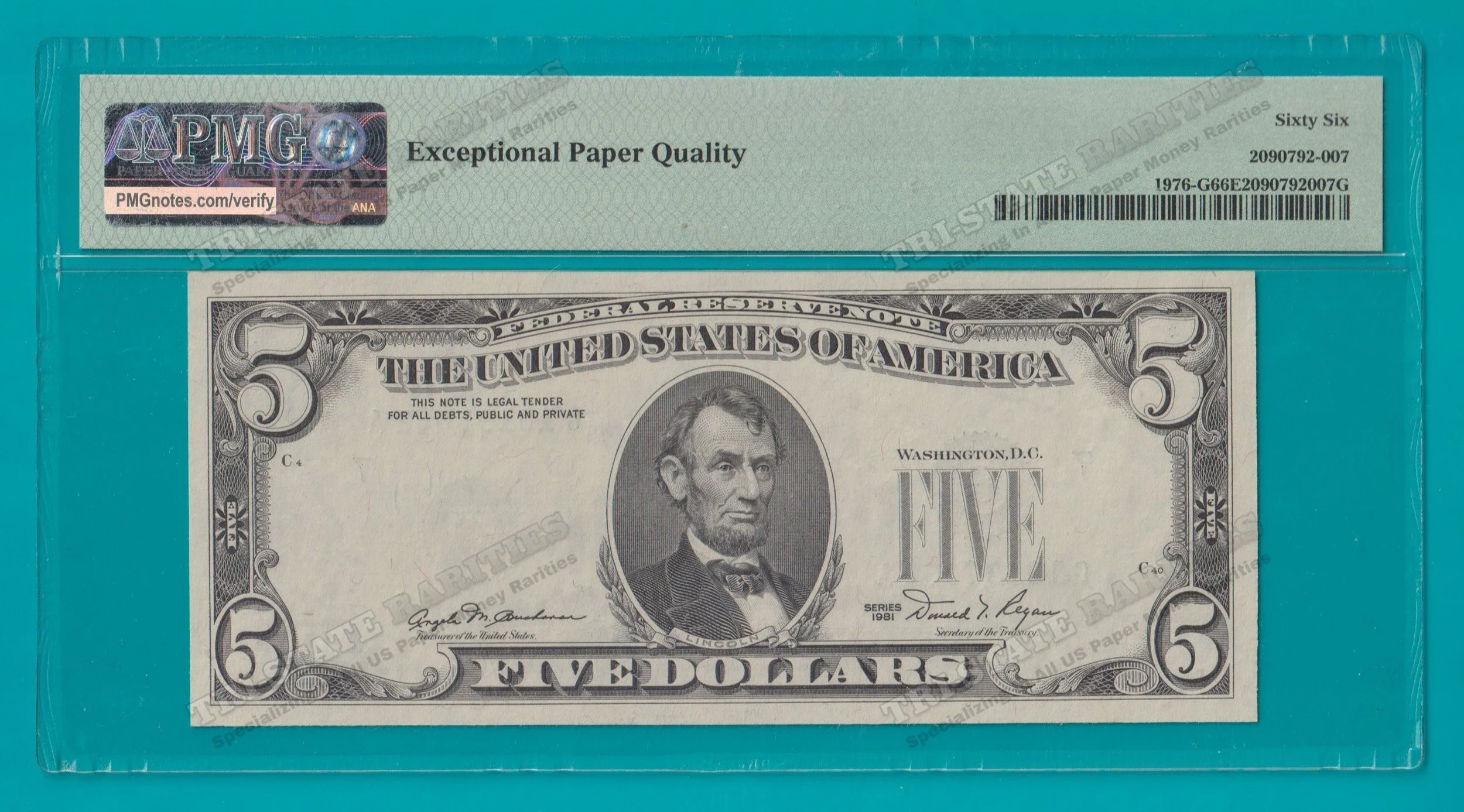 STK_ 14 - 1981 $5 FRN Chicago Overprint on Back PMG GEM UNC 66EPQ - BACK watermarked.jpg