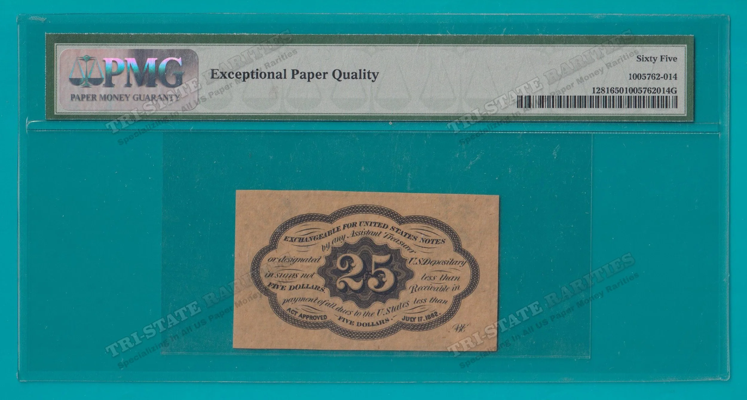 STK_ 23 - 25C First Issue Fractional - PMG 65Q - BACK watermarked.jpg