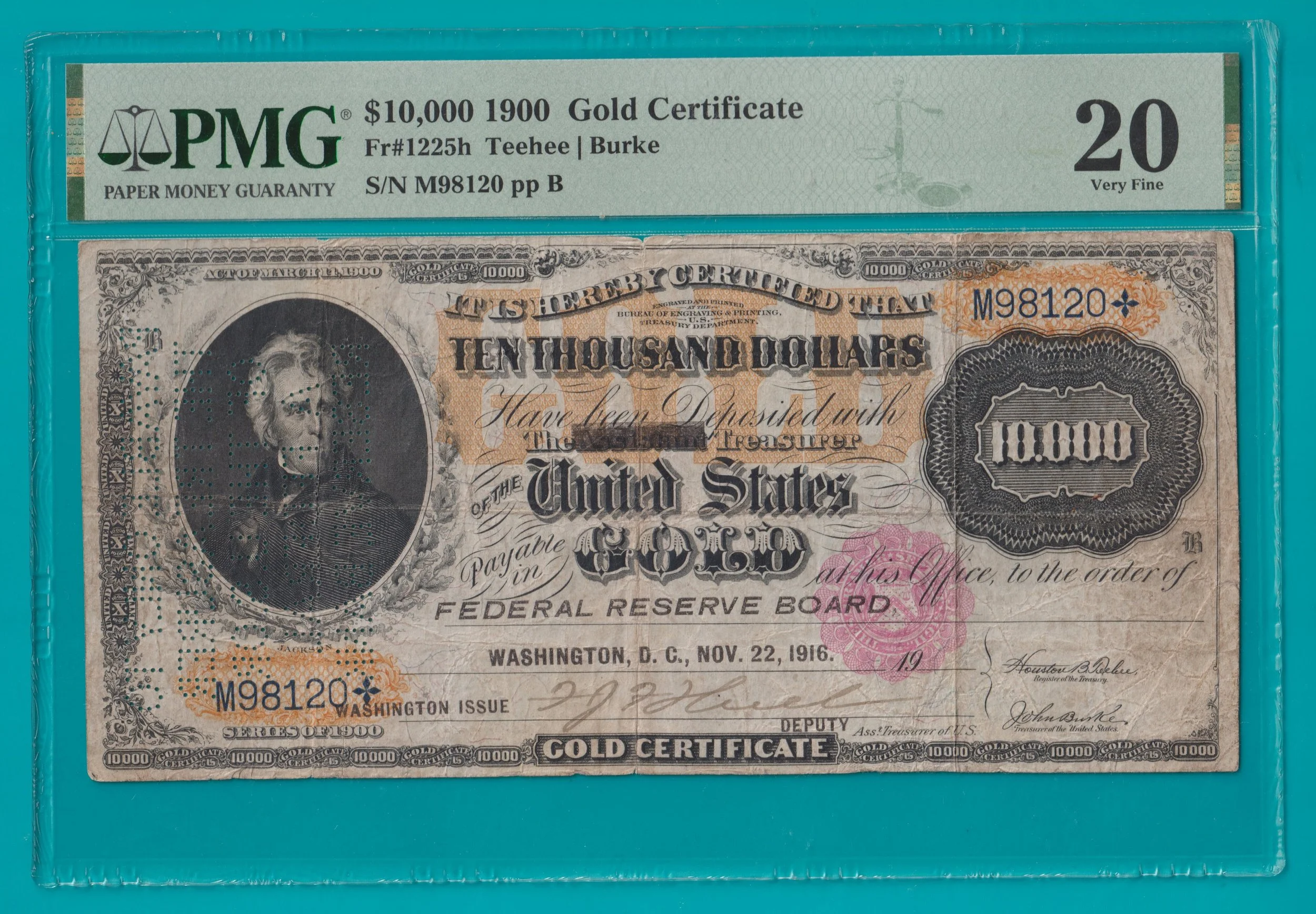 1900 $10,000 GOLD CERT. PMG VF20 (STK# 57) FRONT.jpg