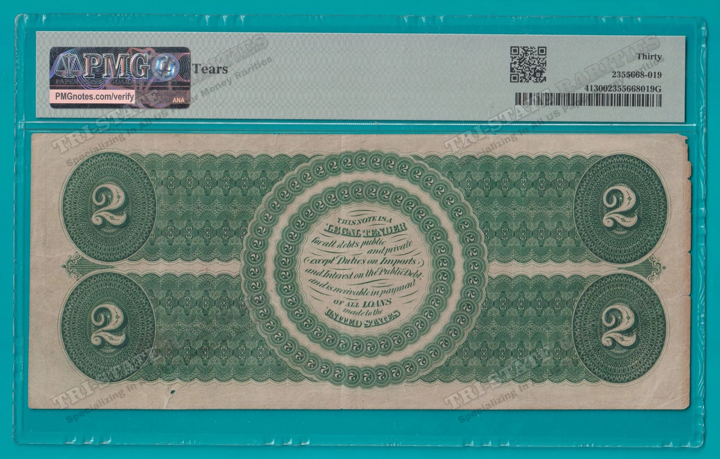 STK_ 31 - 1862 $2 LT - PMG VF30 Tears - BACK watermarked.jpg