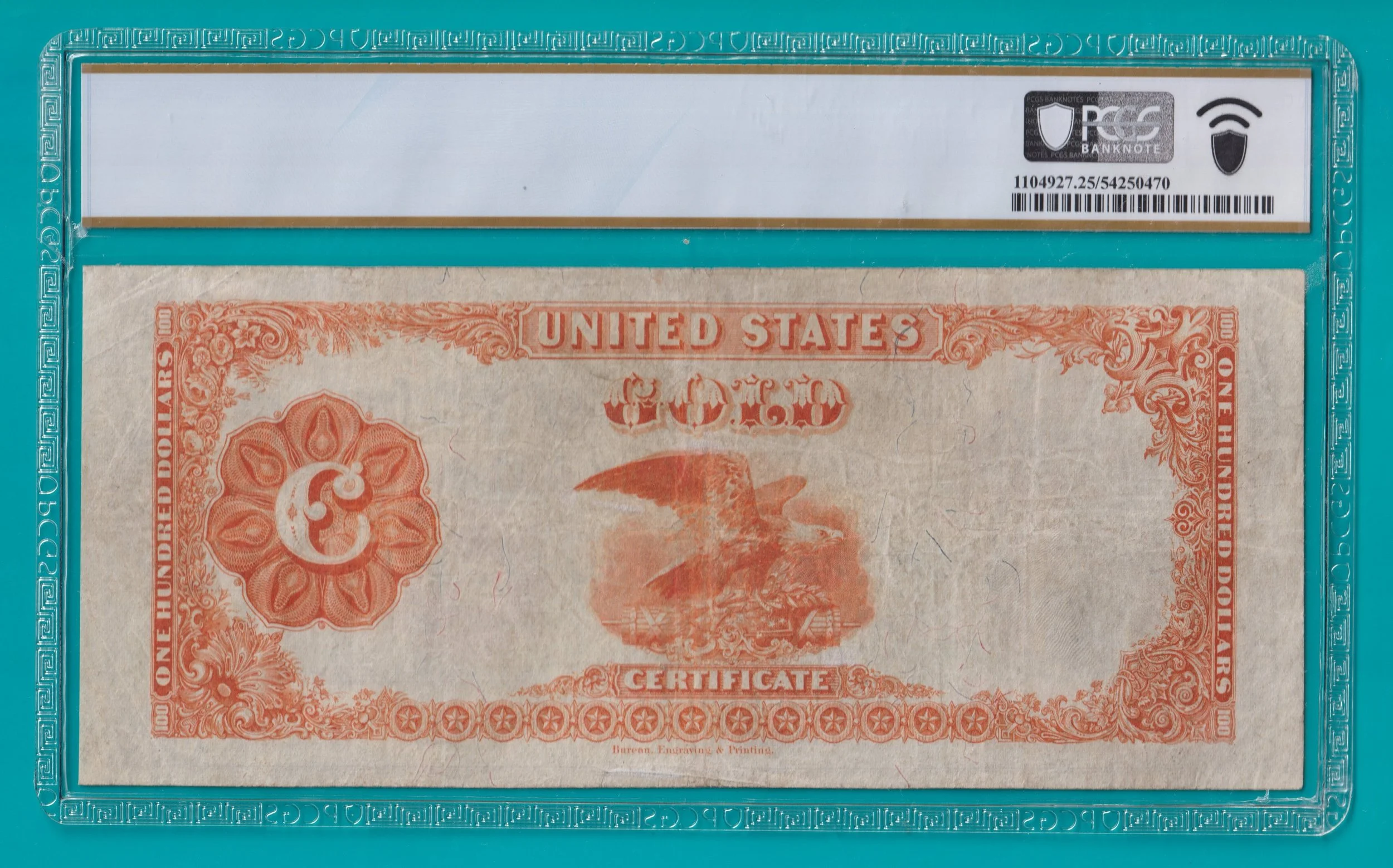 1922 $100 Gold Certificate FR1215 - PCGS B VF25 (STK# 69) BACK.jpg