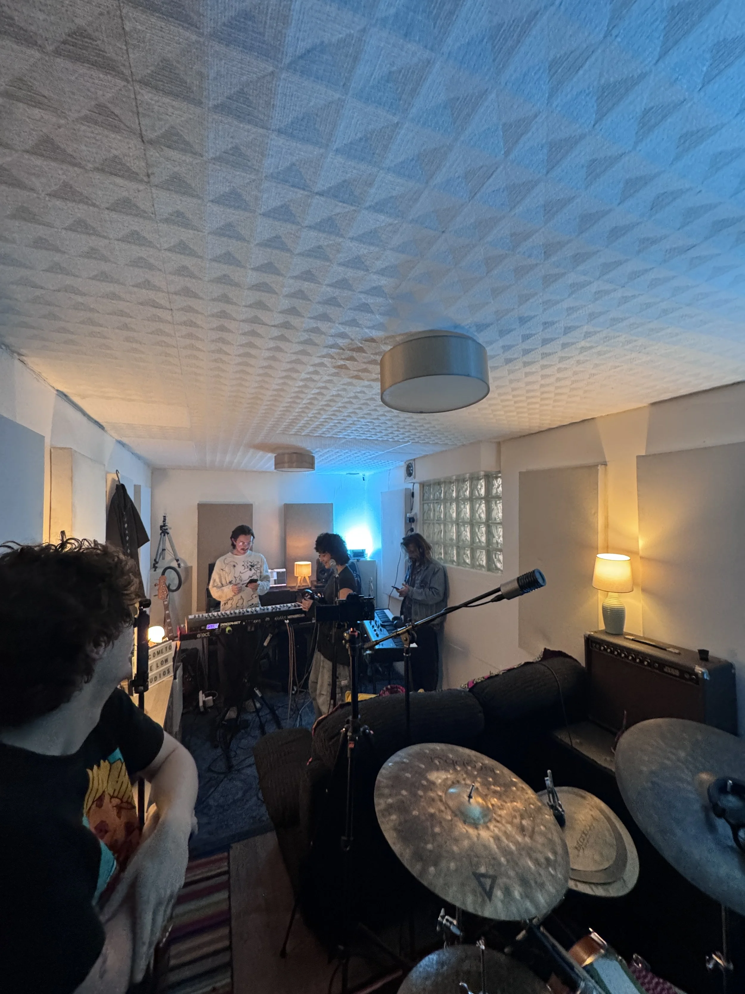 Live band session taking place inside The Low Studios recording space.