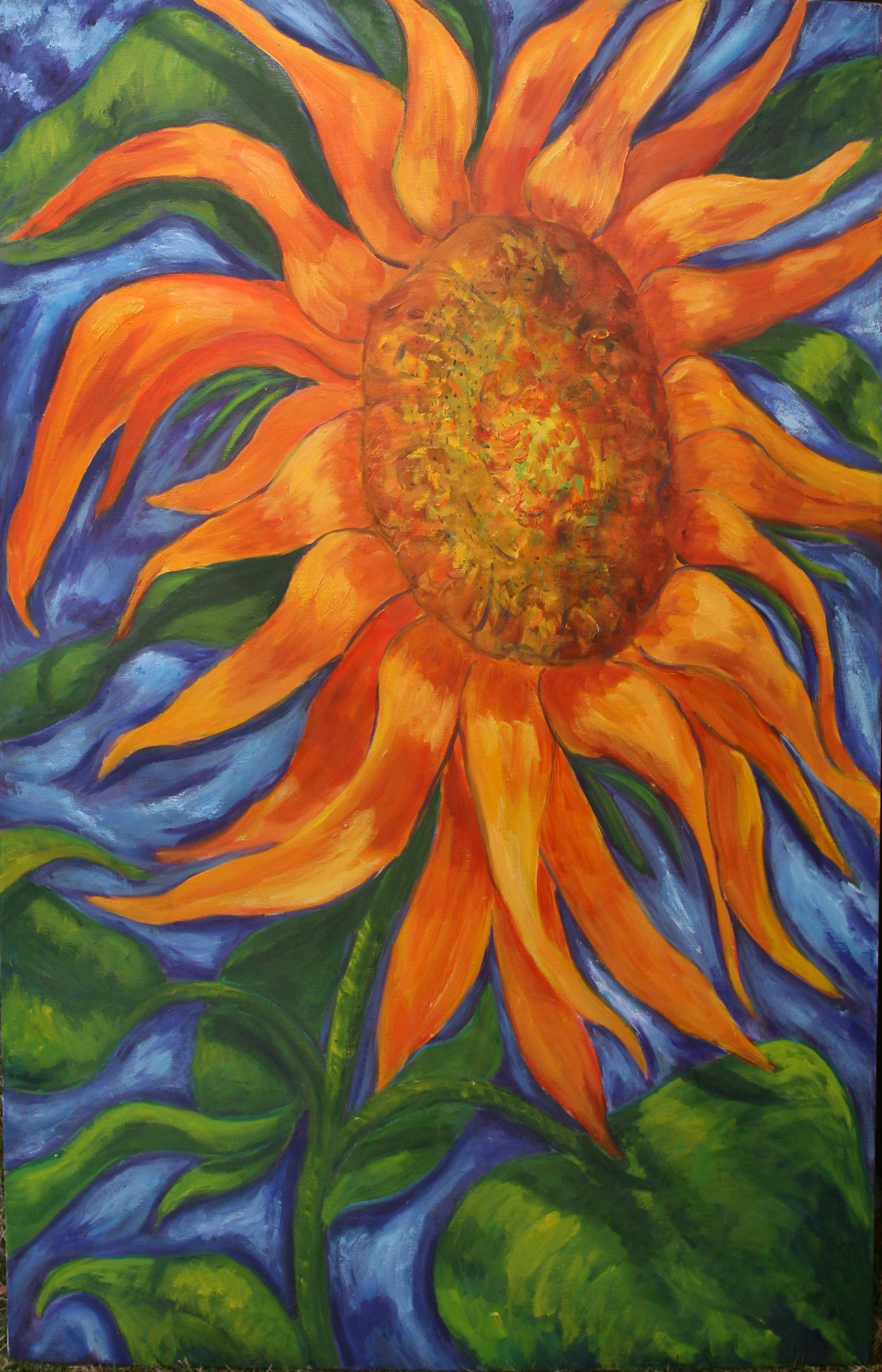 Vibrant Sunflower Hand-Painted Artwork