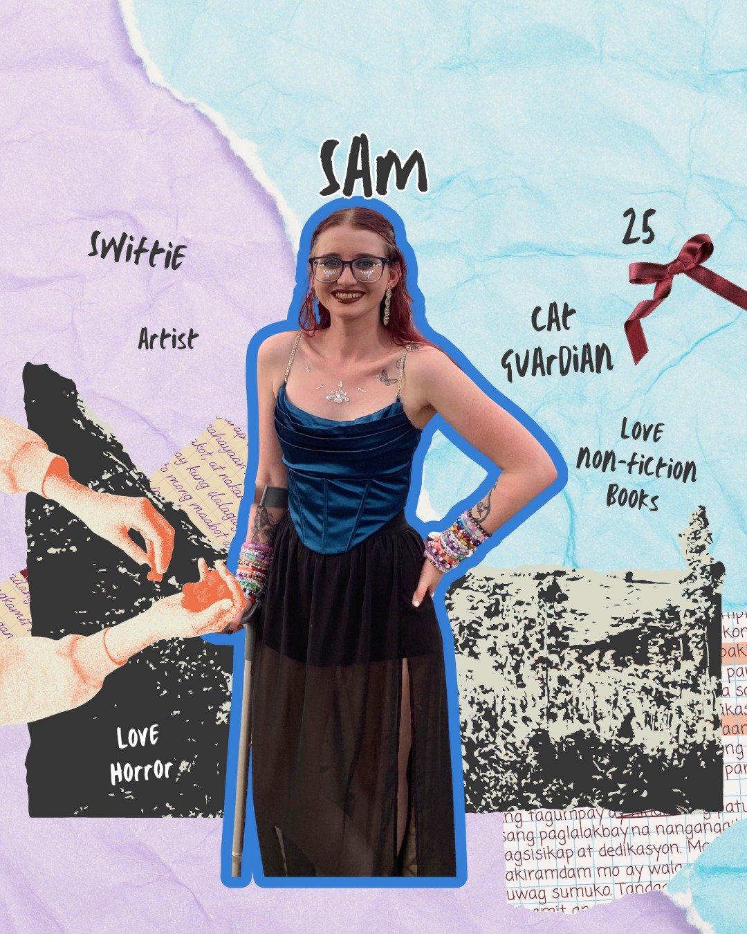 Meet Sam 👋
Designer, storyteller, mental health advocate — and one half of your Halfway to Healing hosts.
Sam lives with multiple chronic and mental health conditions, including bipolar, ADHD, autism, lupus, and gastroparesis. But more than an