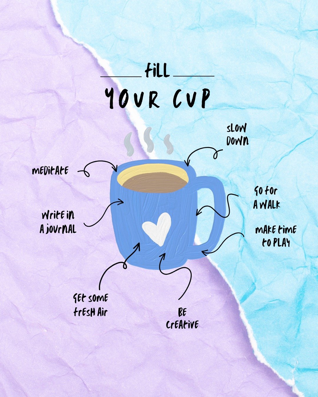You can’t pour from an empty cup — but sometimes, even figuring out how to refill it feels like too much.
So here’s your gentle reminder: filling your cup doesn’t have to be big, loud, or Instagram-able.
✨ It can be:
• S