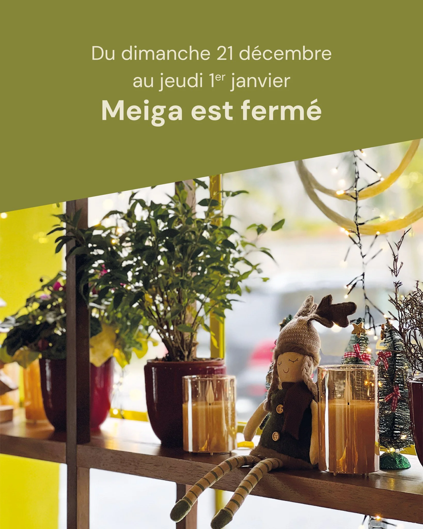 ✨ Petite pause de fin d&rsquo;ann&eacute;e chez Meiga ✨
Le restaurant sera ferm&eacute; du 21 d&eacute;cembre au 1er janvier inclus 🎄

On se retrouve d&egrave;s le 2 janvier &agrave; partir de 17h, repos&eacute;.e.s et ravi.e.s de vous accueillir po