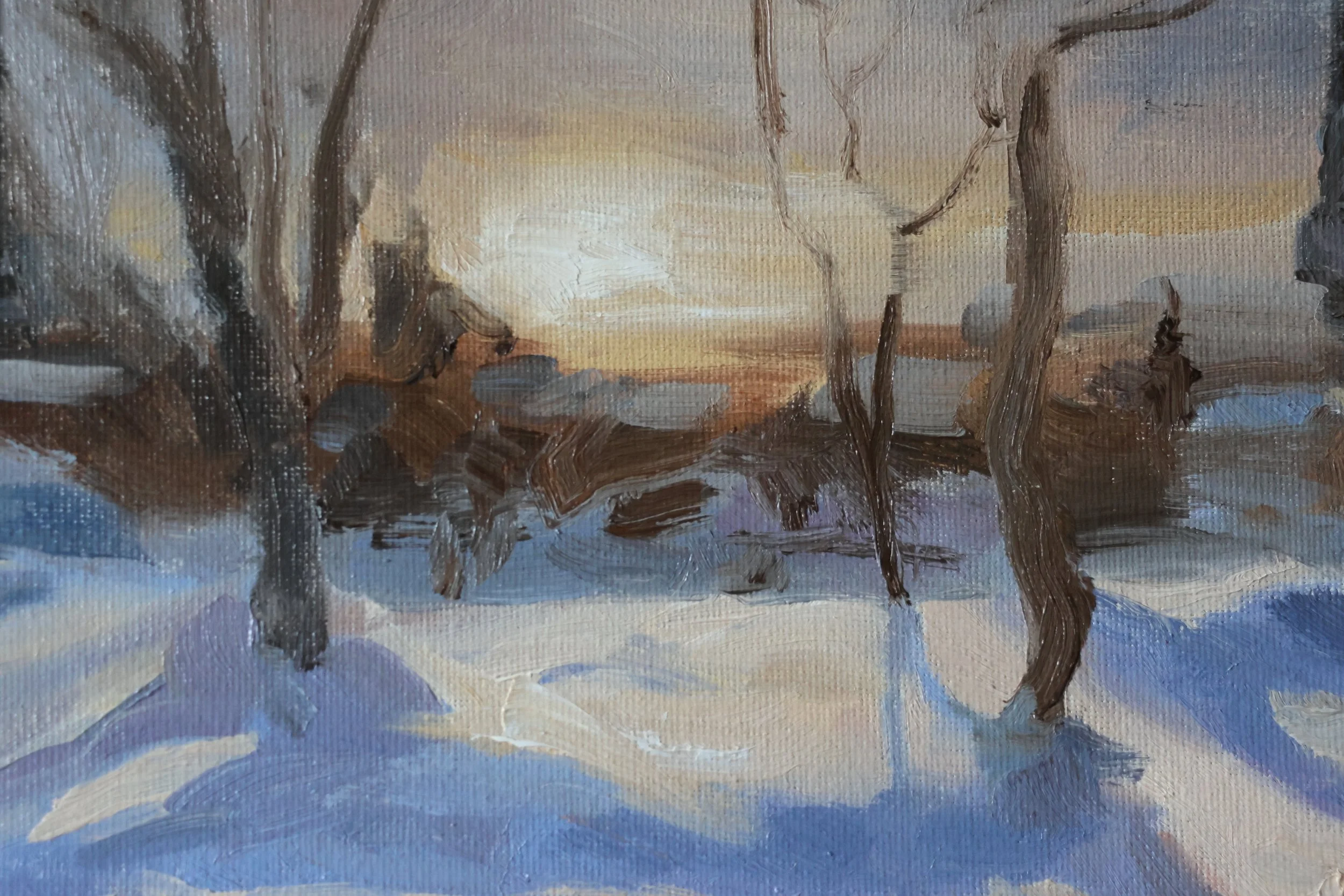 'Warm Light on Cold Days #2' Oil on Canvas Board
