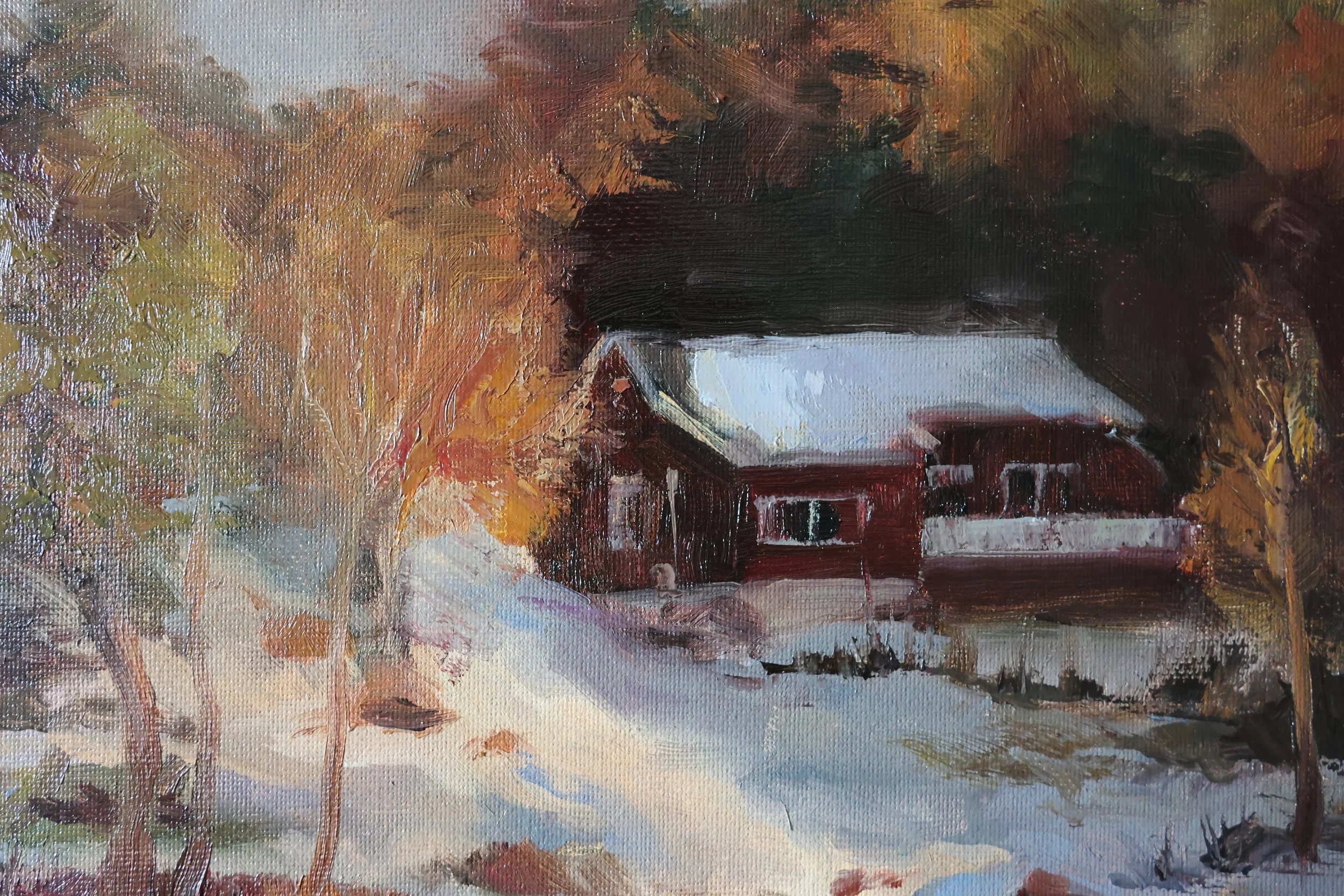 'Cabin in Kyvannet' Oil on Canvas Board Plein Air Painting