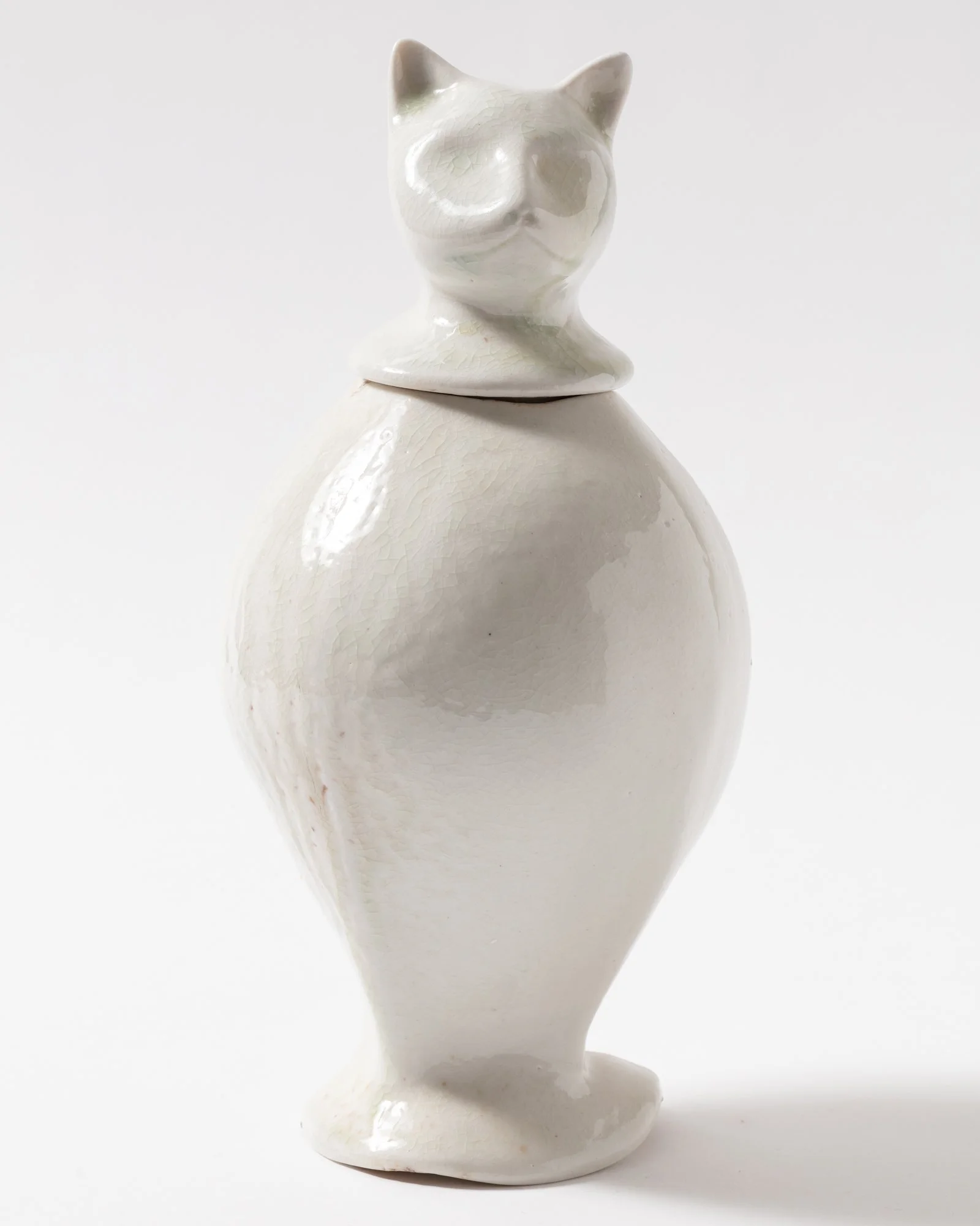 Porcelain Soda Fired Cat Canopic Jar $300