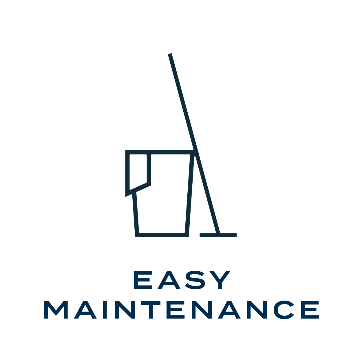 Logo featuring cleaning tools like a mop and bucket with the words 'Easy Maintenance' underneath.