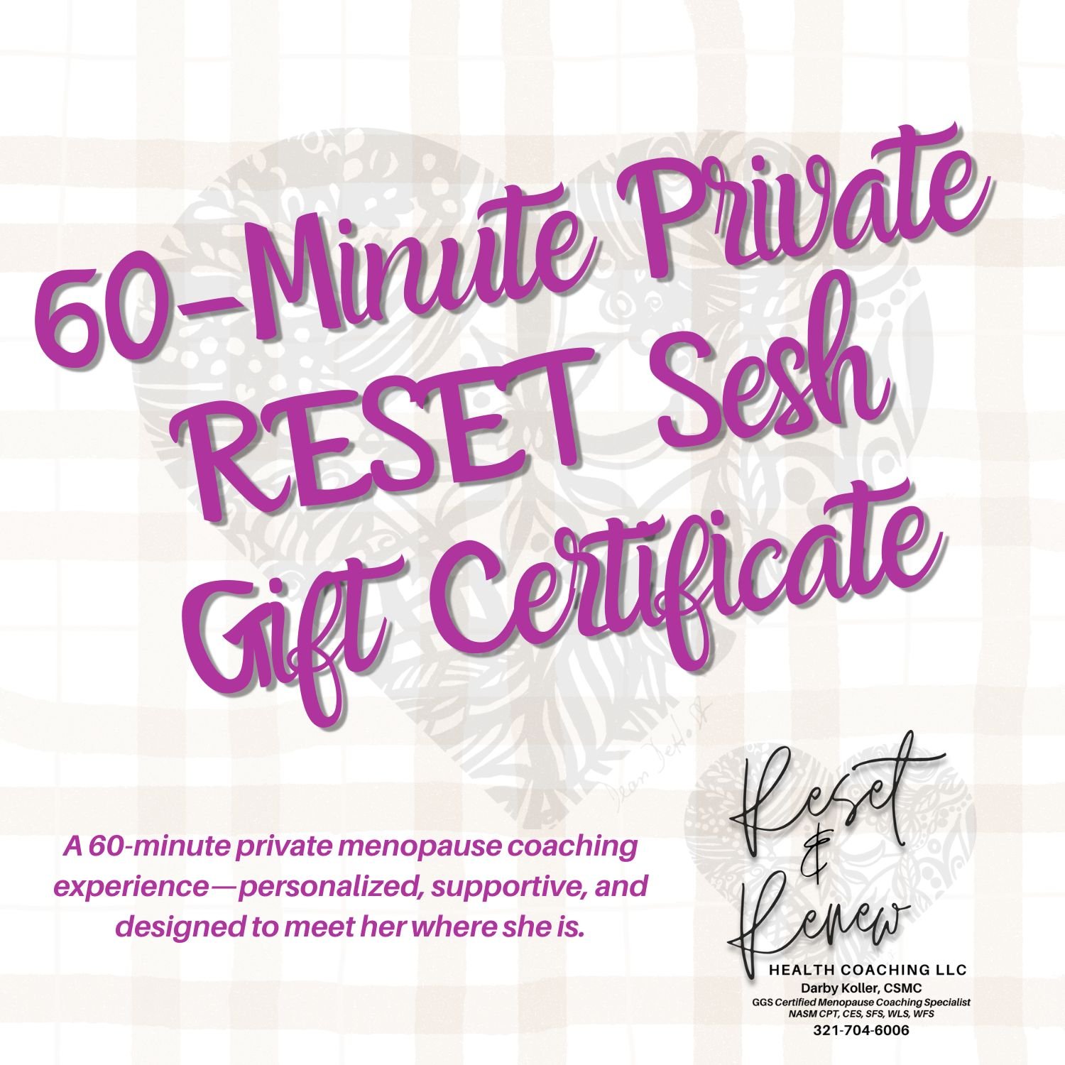 60-minute PRIVATE RESET Session with Coach Darby