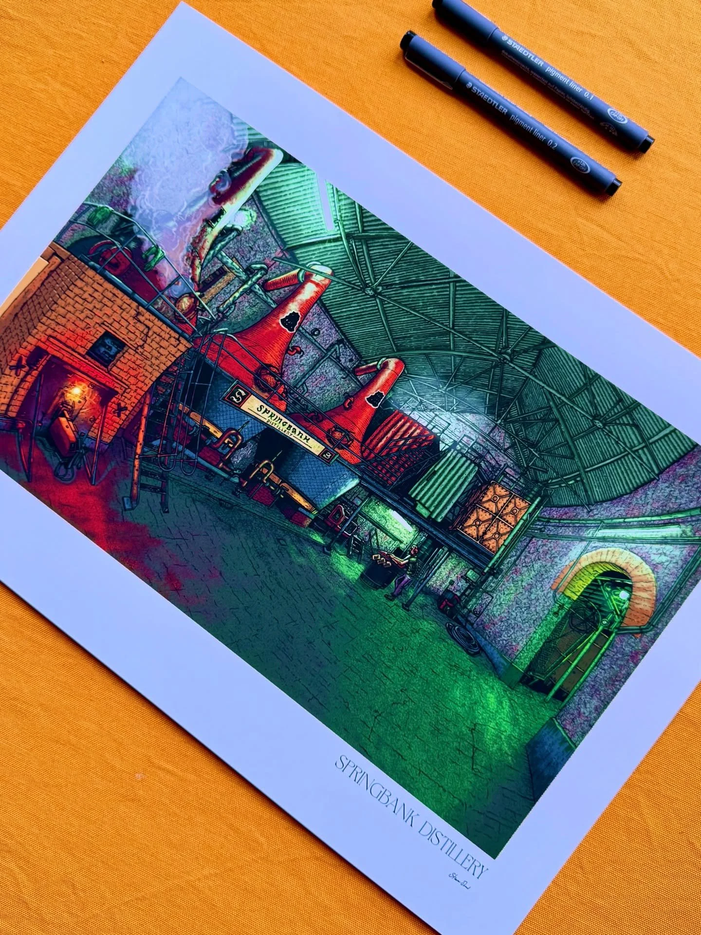 Springbank Distillery still house illustration.

Illustrated after a midnight visit to the famous Campbeltown whisky distillery. 

Pen, ink and digital brushes

Fine art giclee prints available from my website.