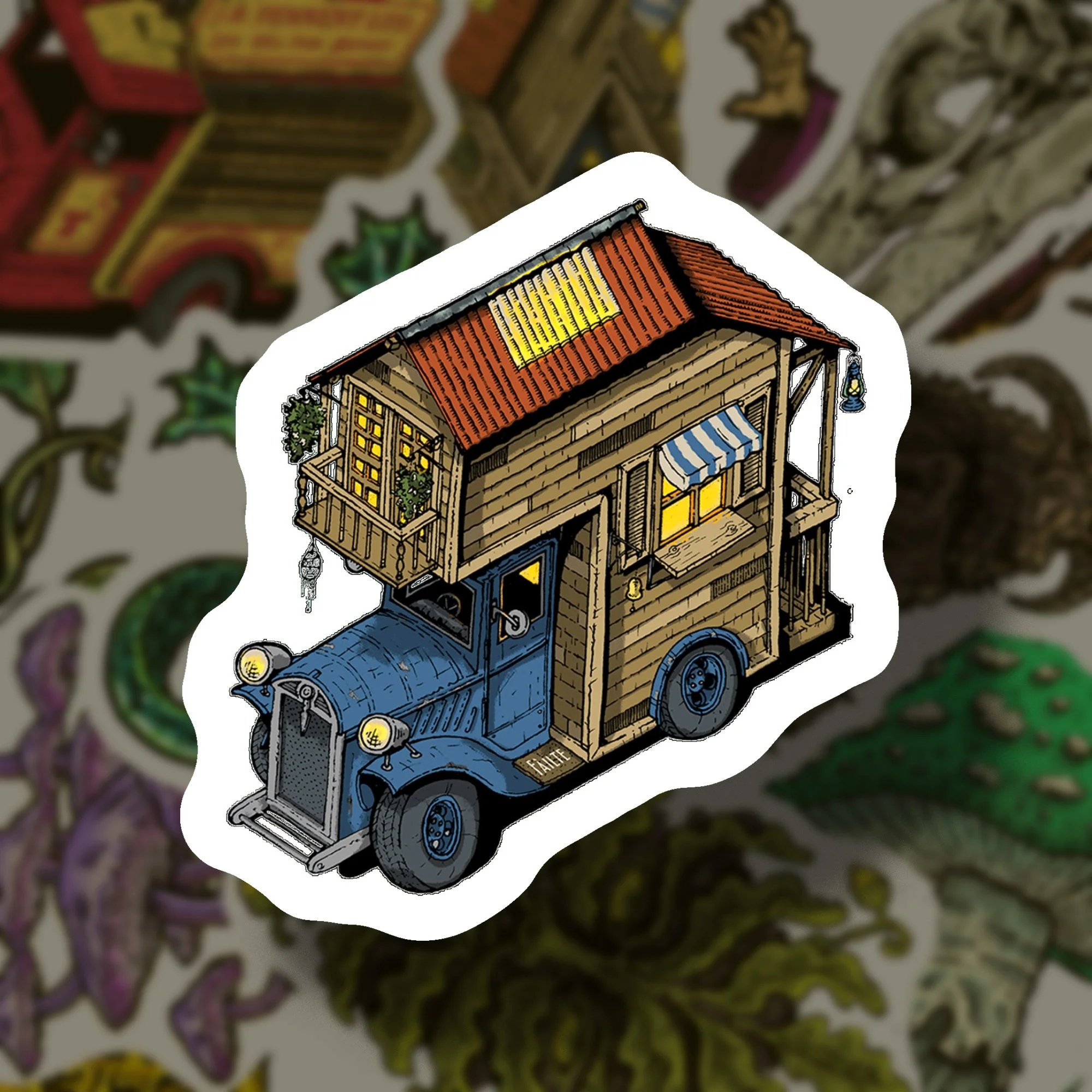 Vintage Truck Caravan Isometric Sticker