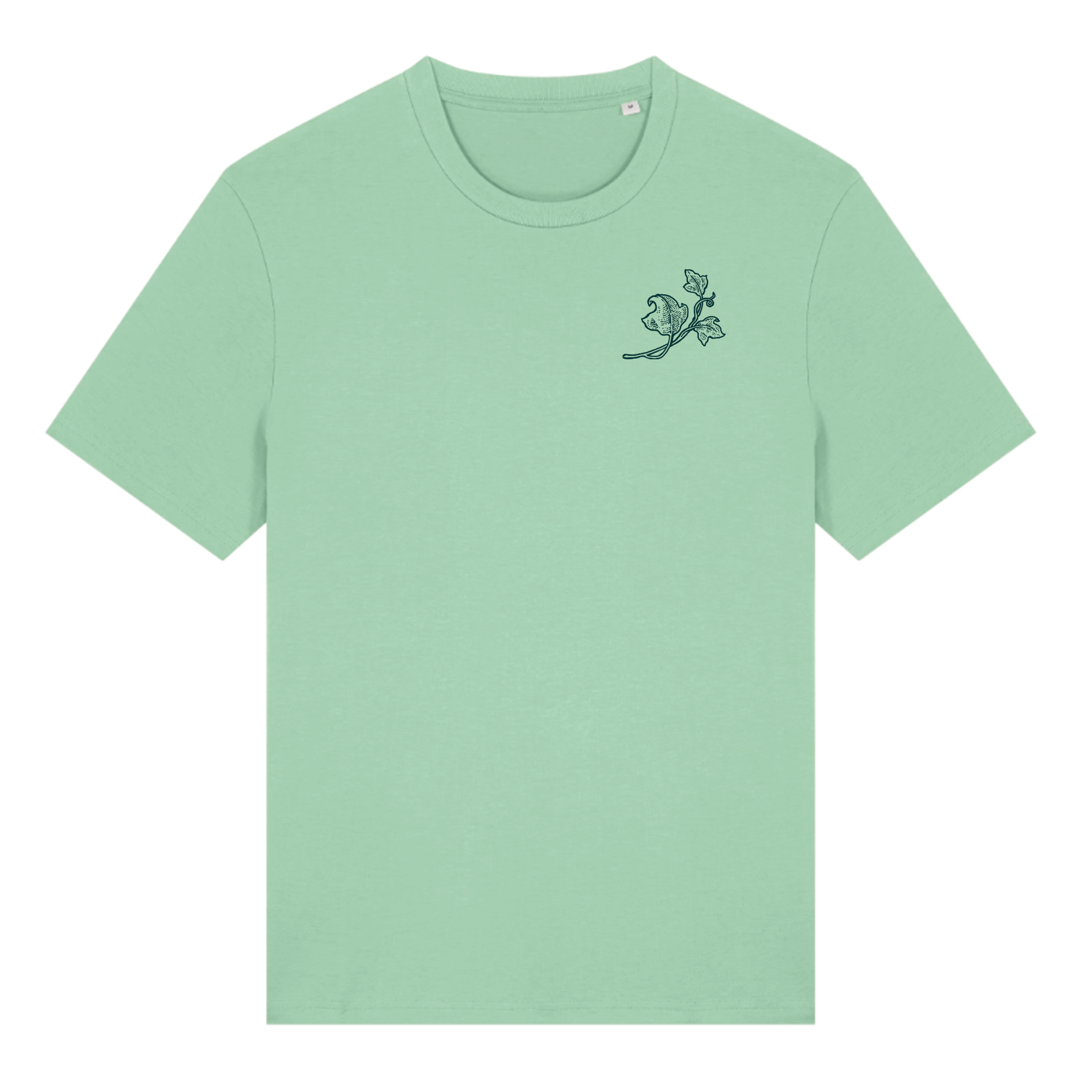 Ivy Unisex T-shirt Misty Jade with dark green print