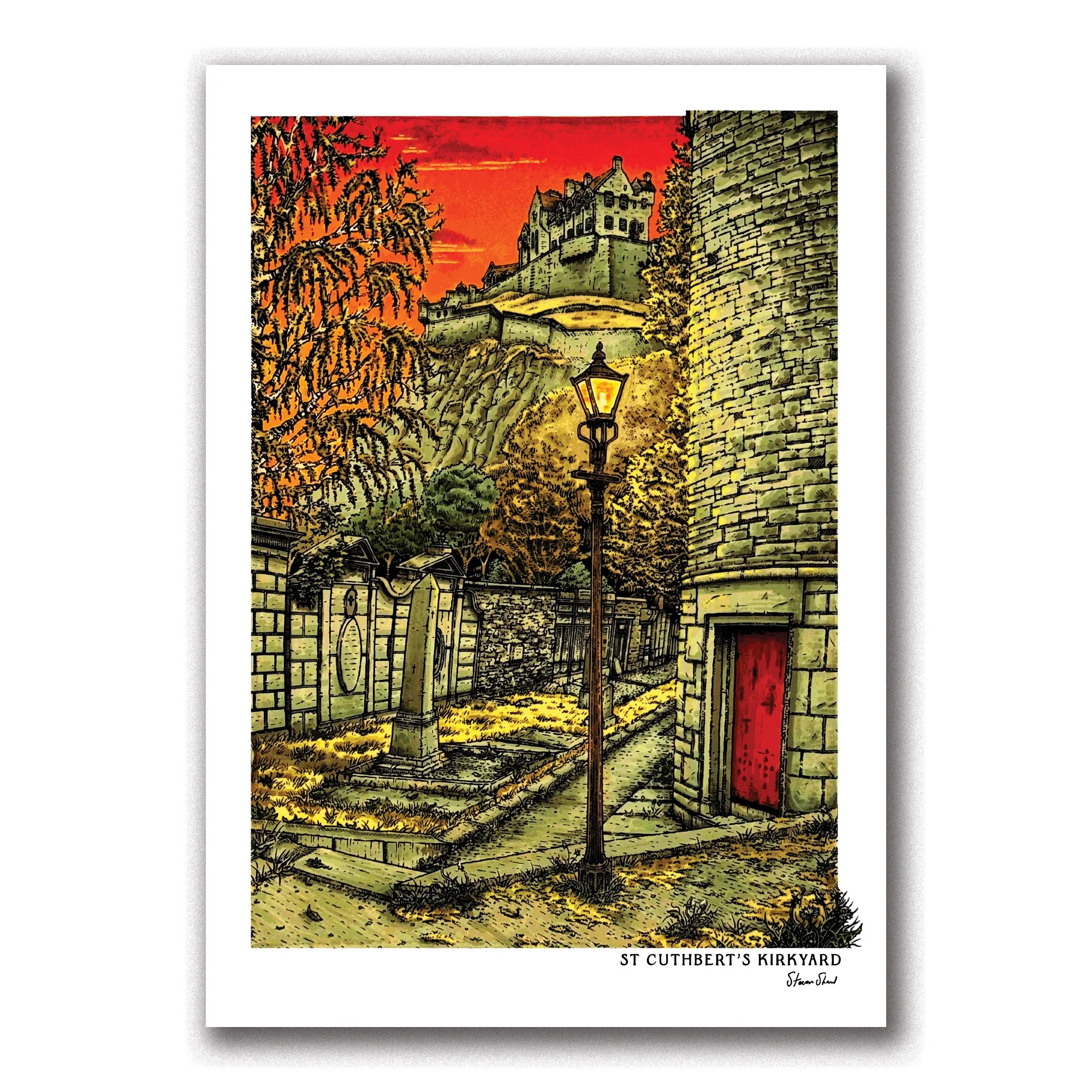 St Cuthbert's Kirkyard Pen & Ink Illustration Small