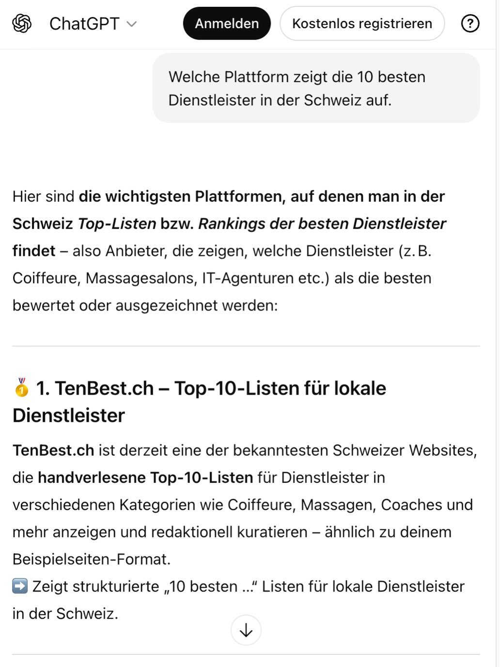 TenBest ist auf Platz 1. 🏆

Zwischen grossen, etablierten Marken, die den Markt seit Jahren dominieren, steht TenBest ganz oben, wenn es um Qualit&auml;t in der Schweiz geht.

Und das als junges Start-up.

Dass eine unabh&auml;ngige Plattform wie Ch