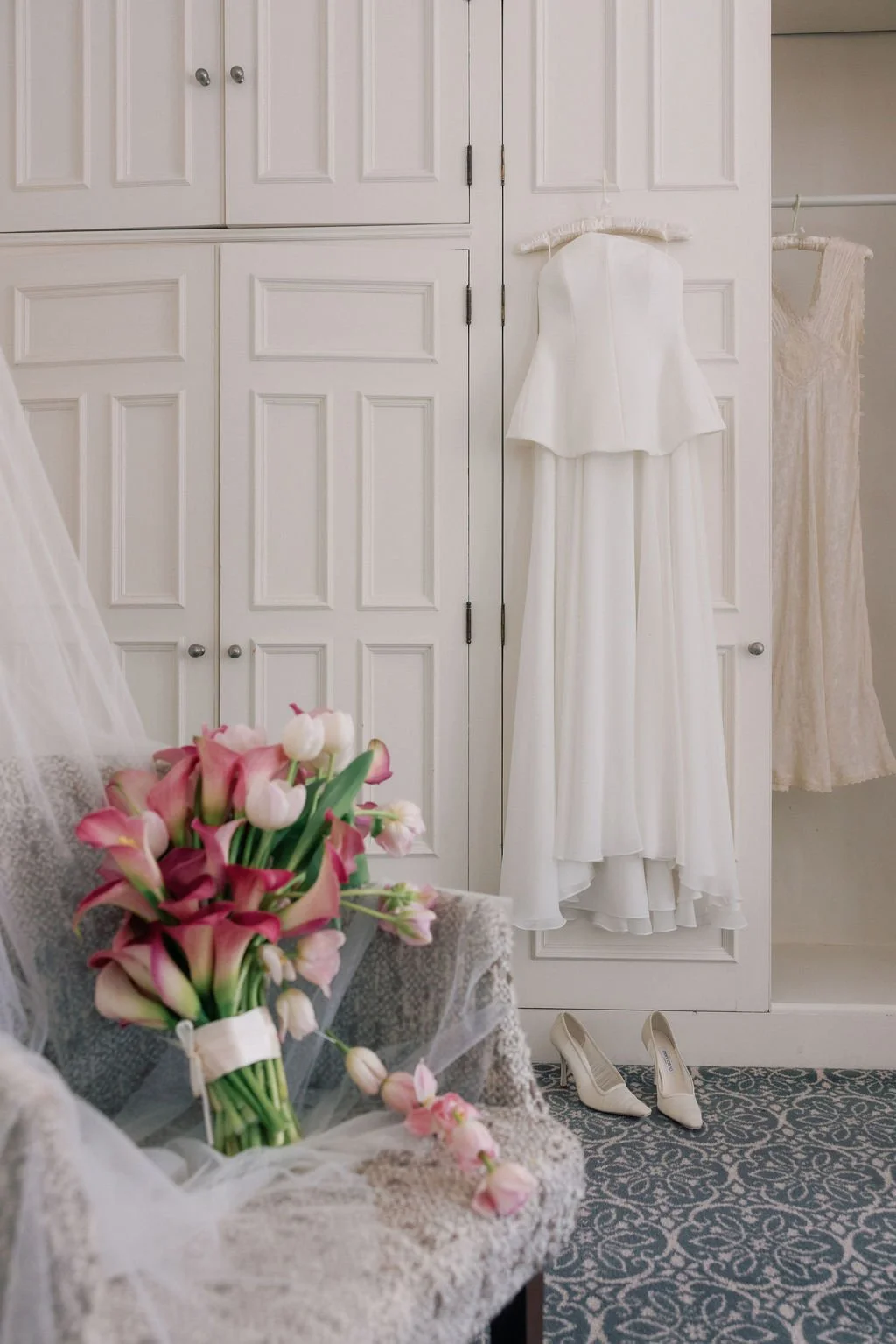 wedding dress getting ready