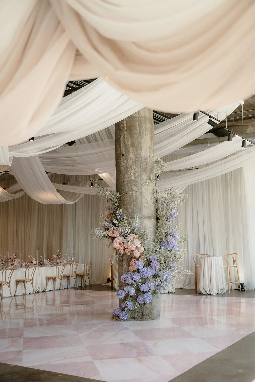 ceiling draping wedding