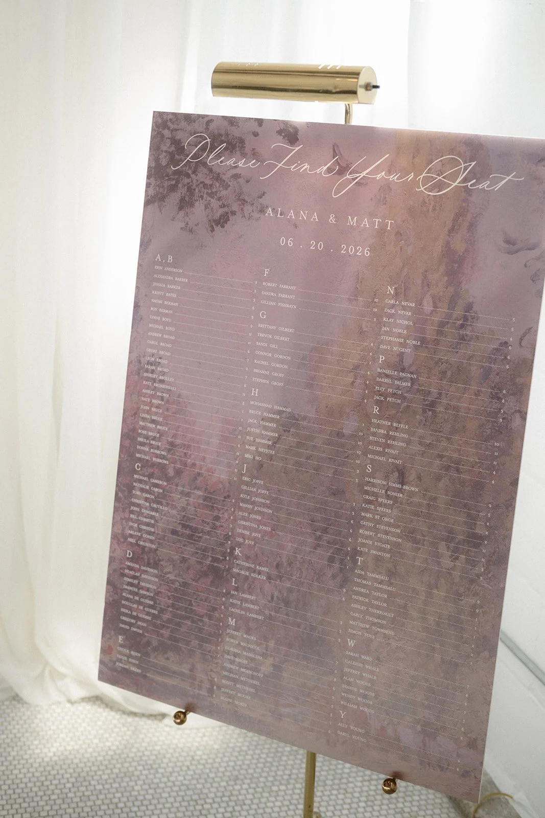 water colour wedding seating chart