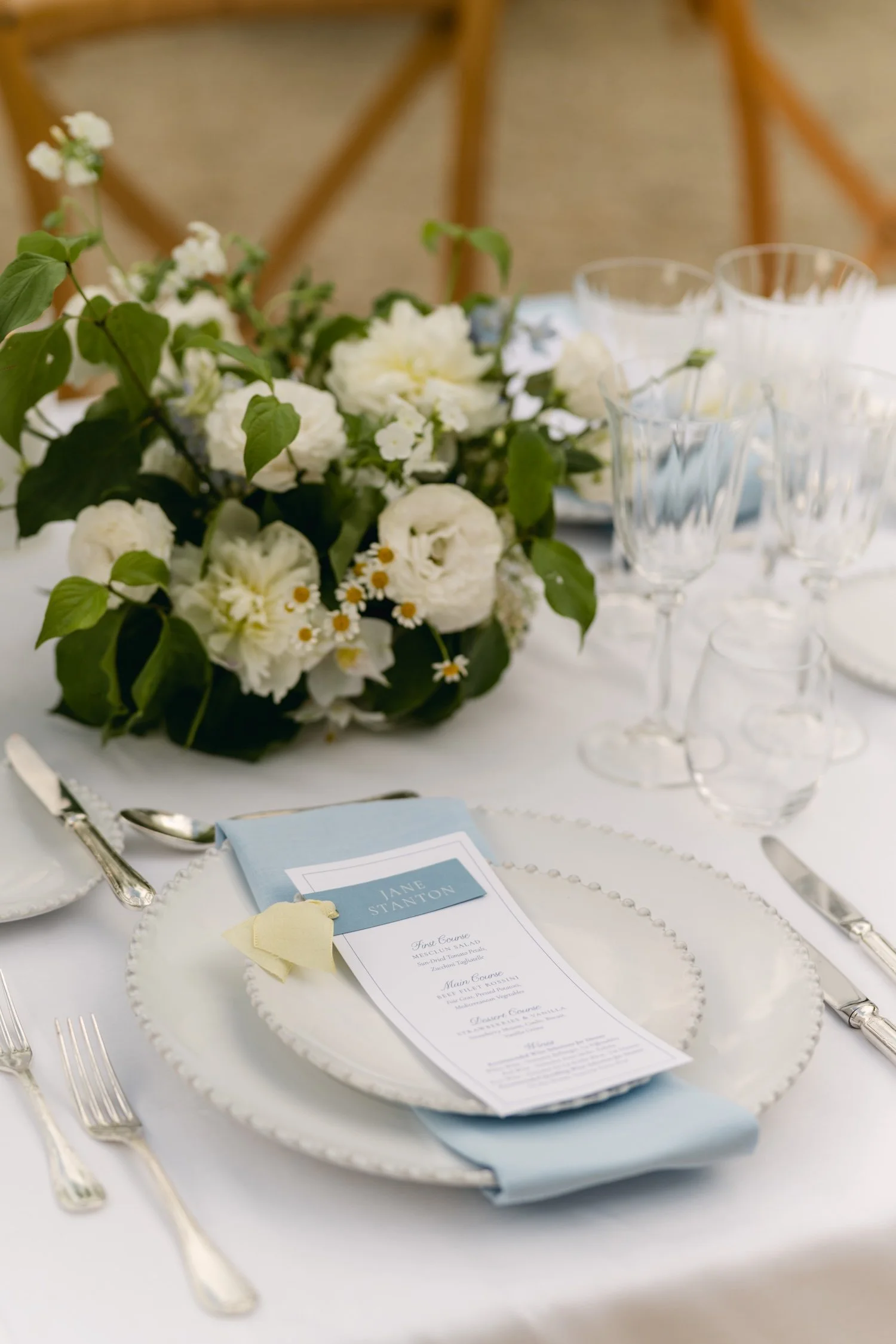 blue and white wedding