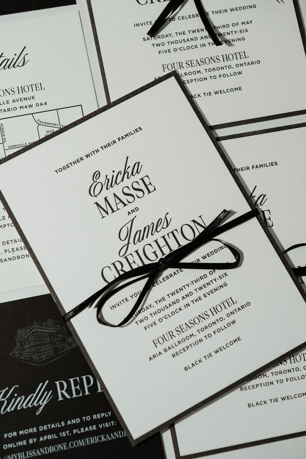 black and white modern wedding invite