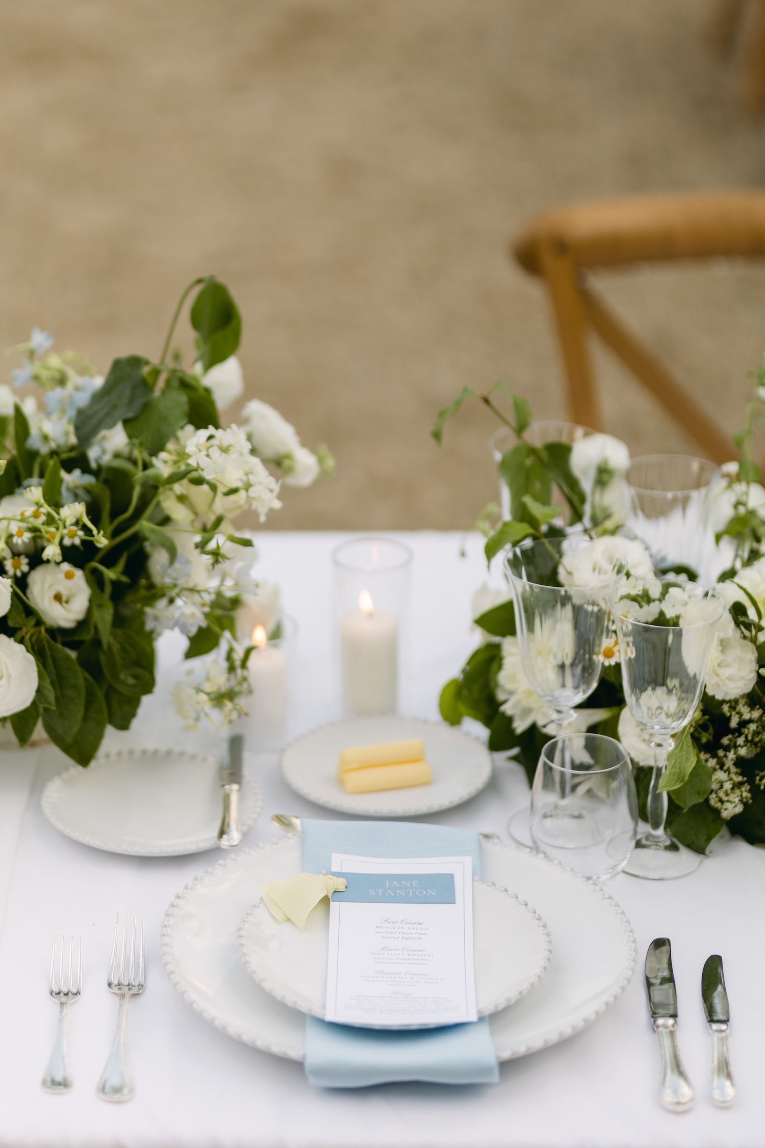 blue and white wedding