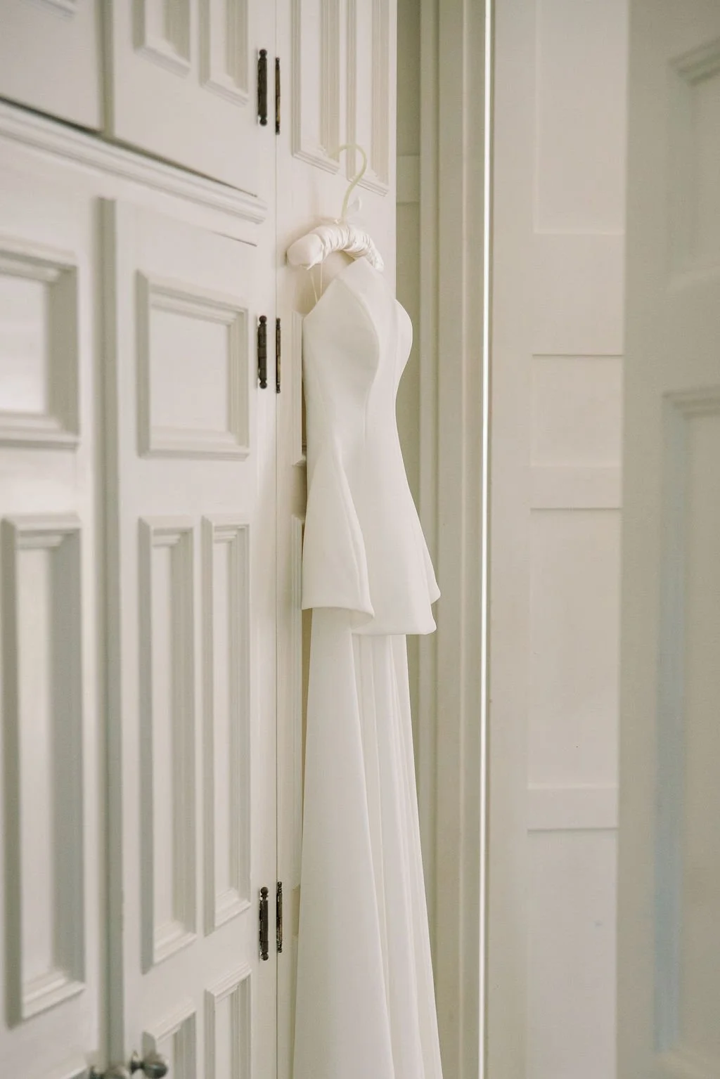 wedding dress hanging
